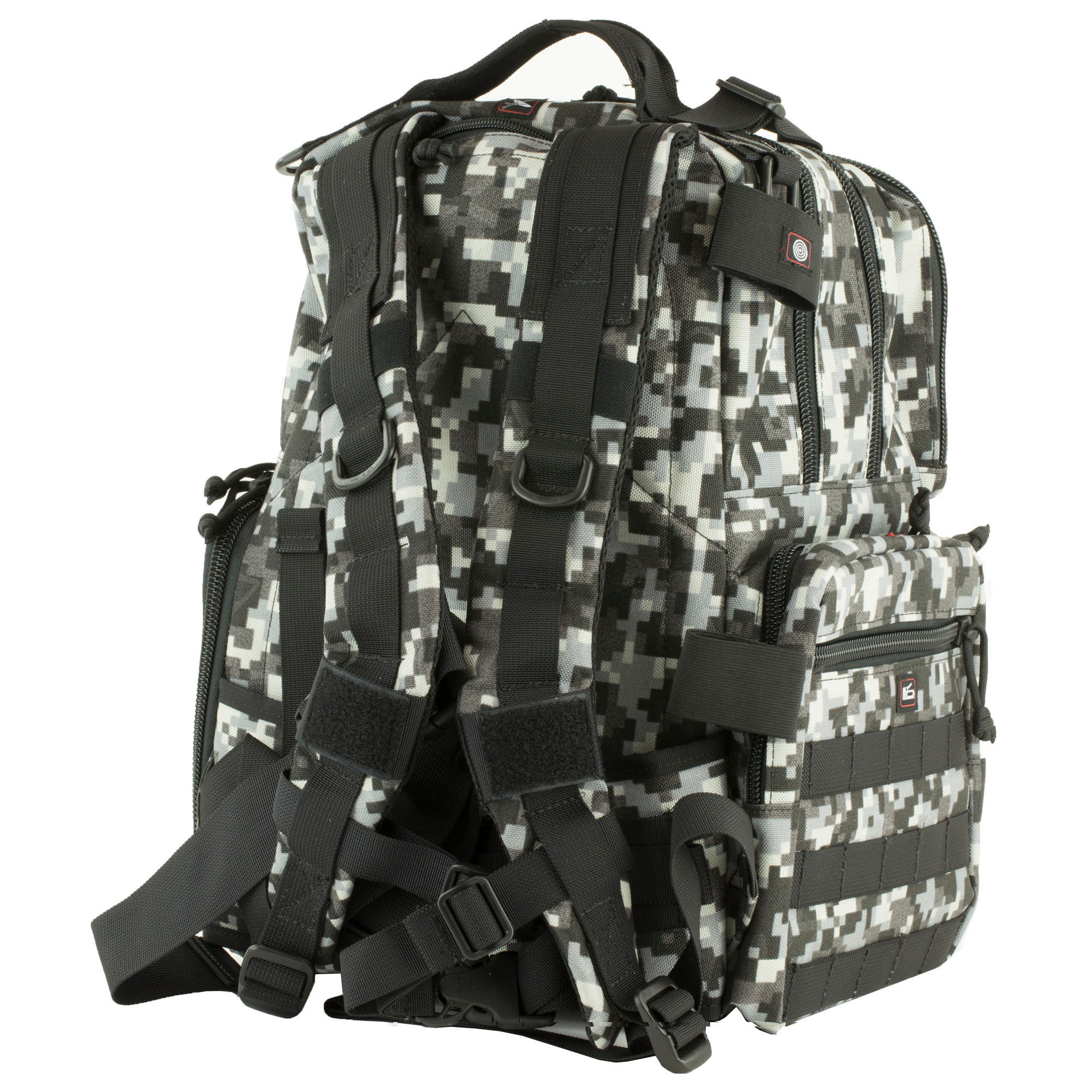 GPS Bags T1612BPG Tactical Backpack Gray Digital 1000D Polyester with Removable Pistol Storage, Visual ID Storage System & Lockable Zippers Holds 3 Handguns, Ammo & Accessories