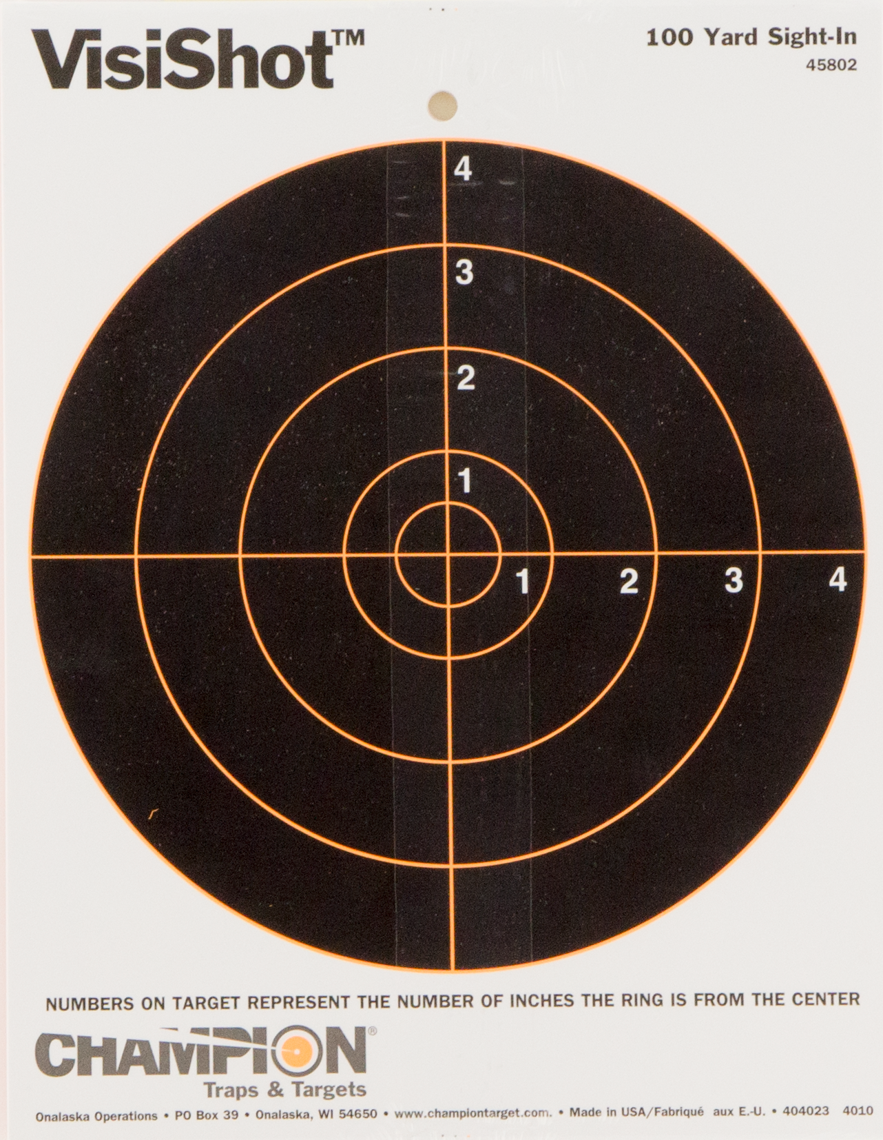 Champion Targets 45802 VisiShot Interactive Paper Bullseye Black/White 10 Per Pkg