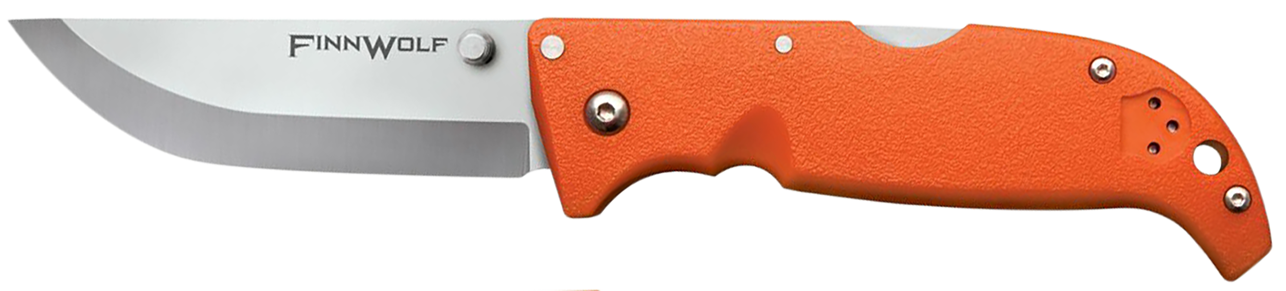 Cold Steel CS20NPJ Finn Wolf 3.50" Folding Straight Back Plain Satin Polished AUS-8A SS Blade/Blaze Orange Griv-Ex Handle Includes Pocket Clip