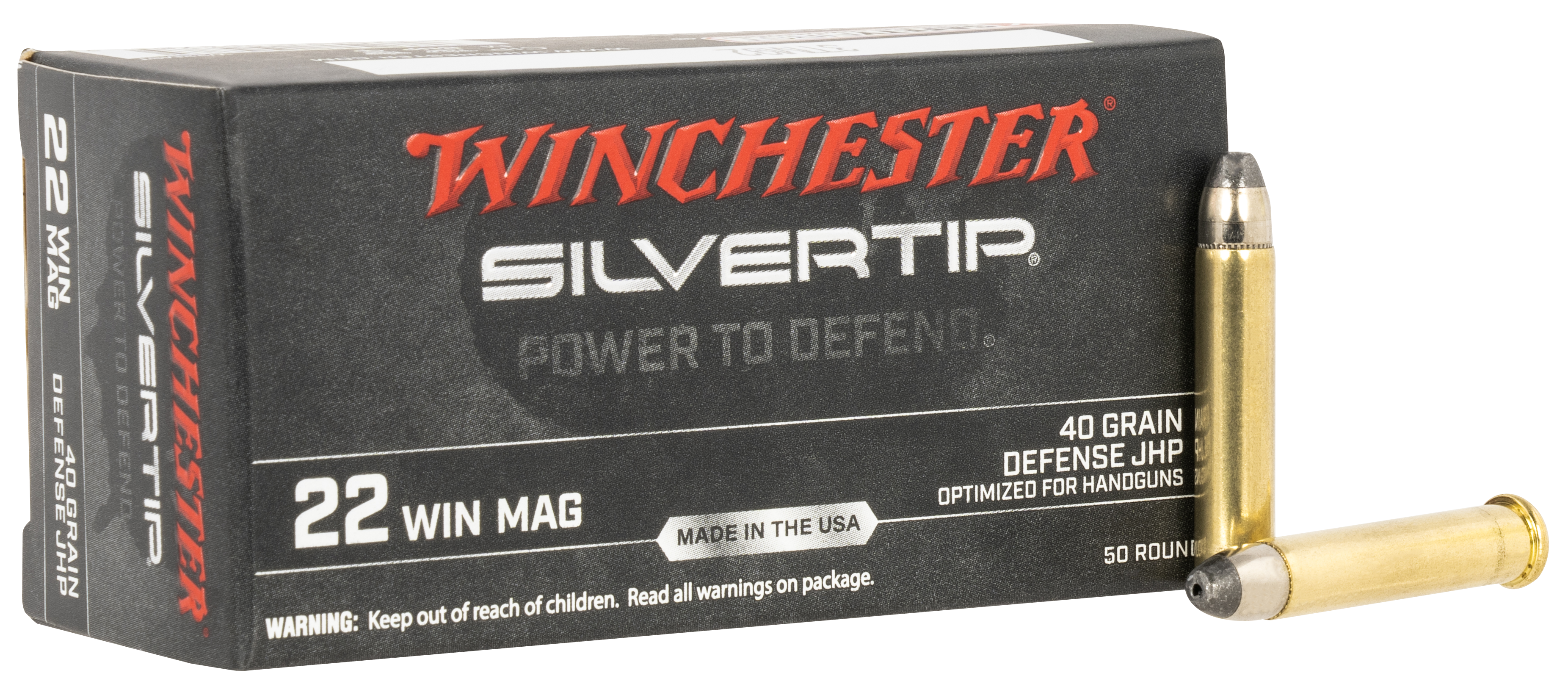 Winchester Ammo W22MST Silvertip22 Mag 40 gr Silvertip Hollow Point 50 Bx/ 20 Cs