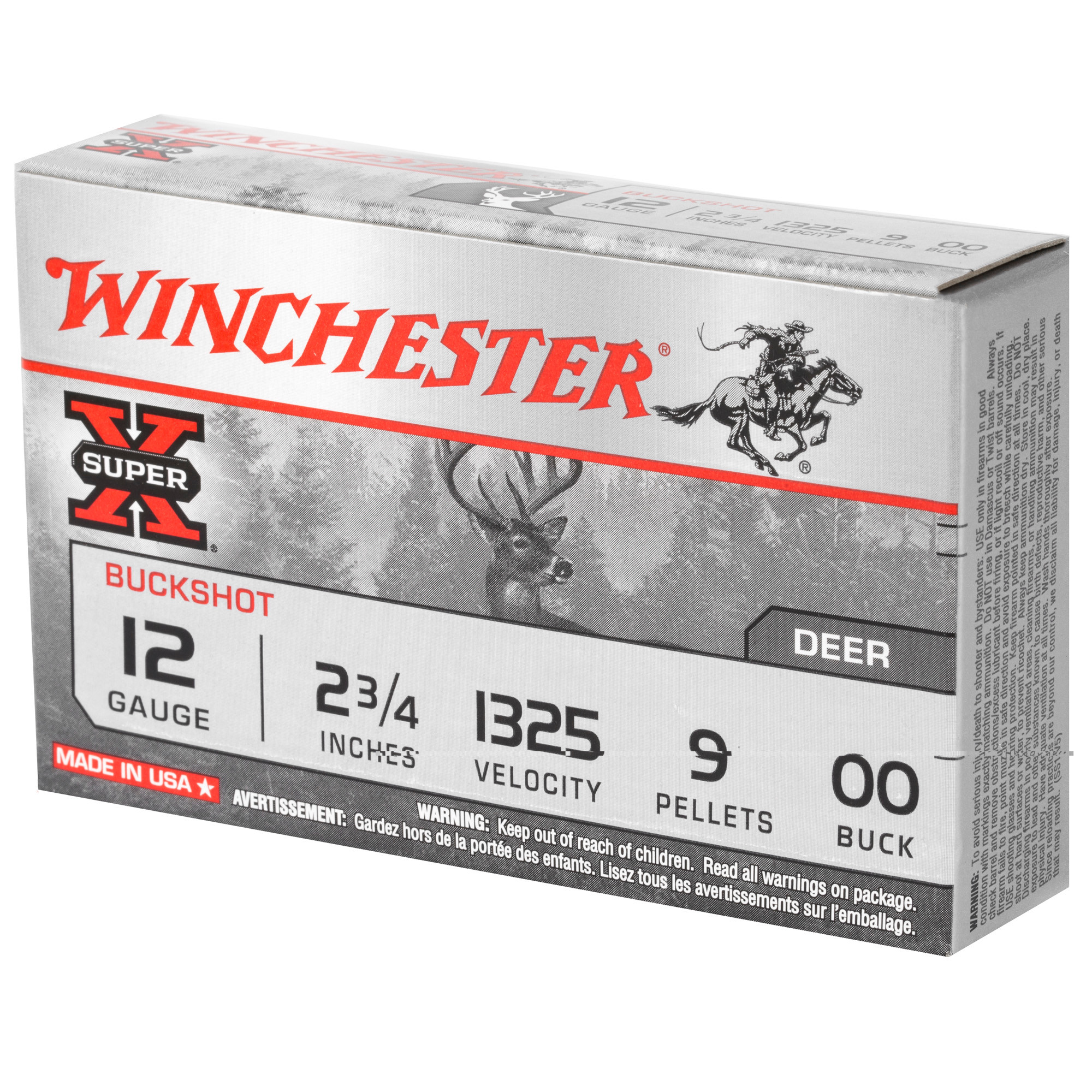 Winchester Ammo XB1200 Super X12 Gauge 2.75" 9 Pellets 1325 fps 00 Buck Shot 5 Bx/50 Cs