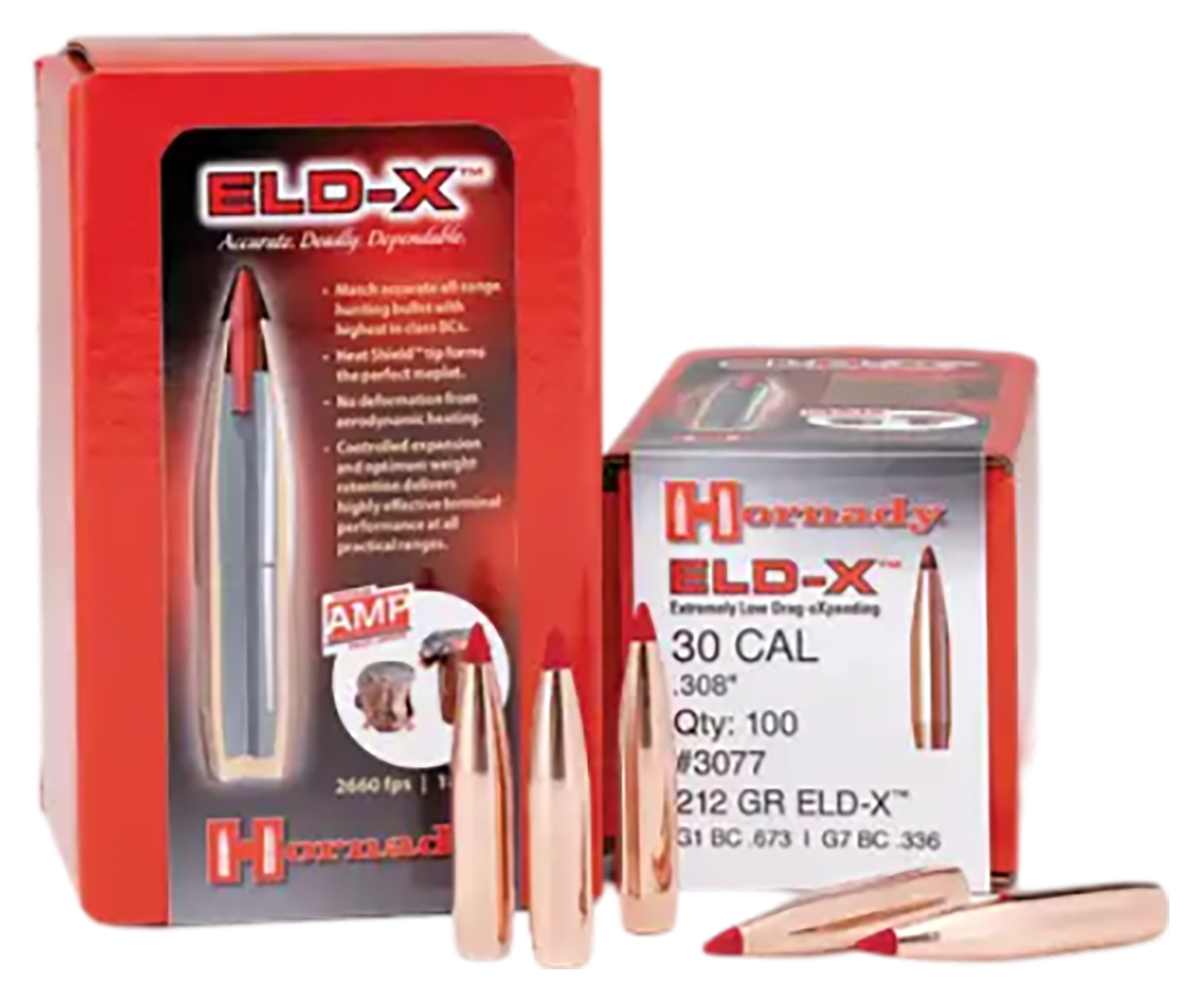 Hornady 3077 ELD-X Hunting 30 Cal .308 212 gr Extremely Low Drag-eXpanding