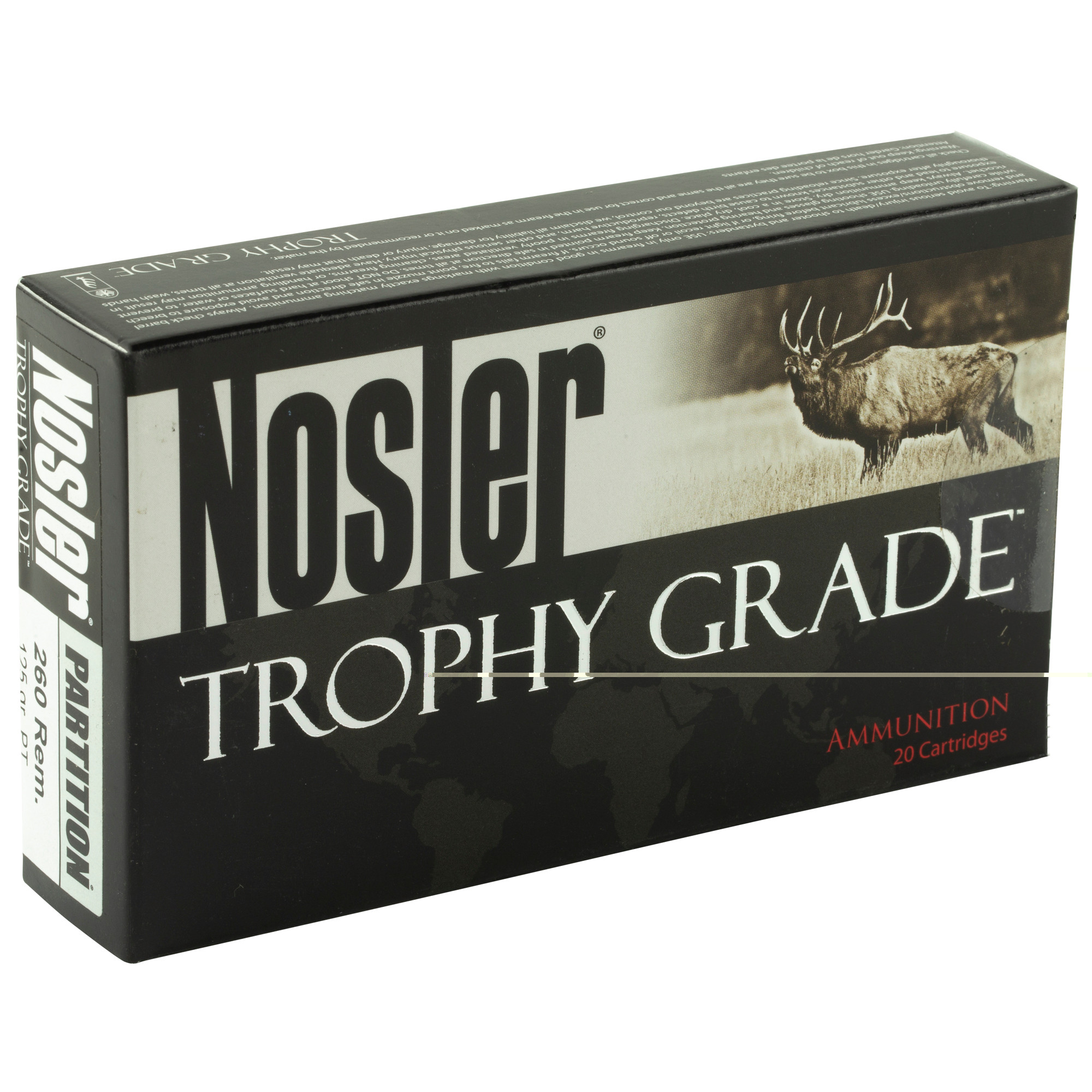 Nosler Trophy Grade Ammunition 260 Remington 125 Grain Partition Spitzer 20RD