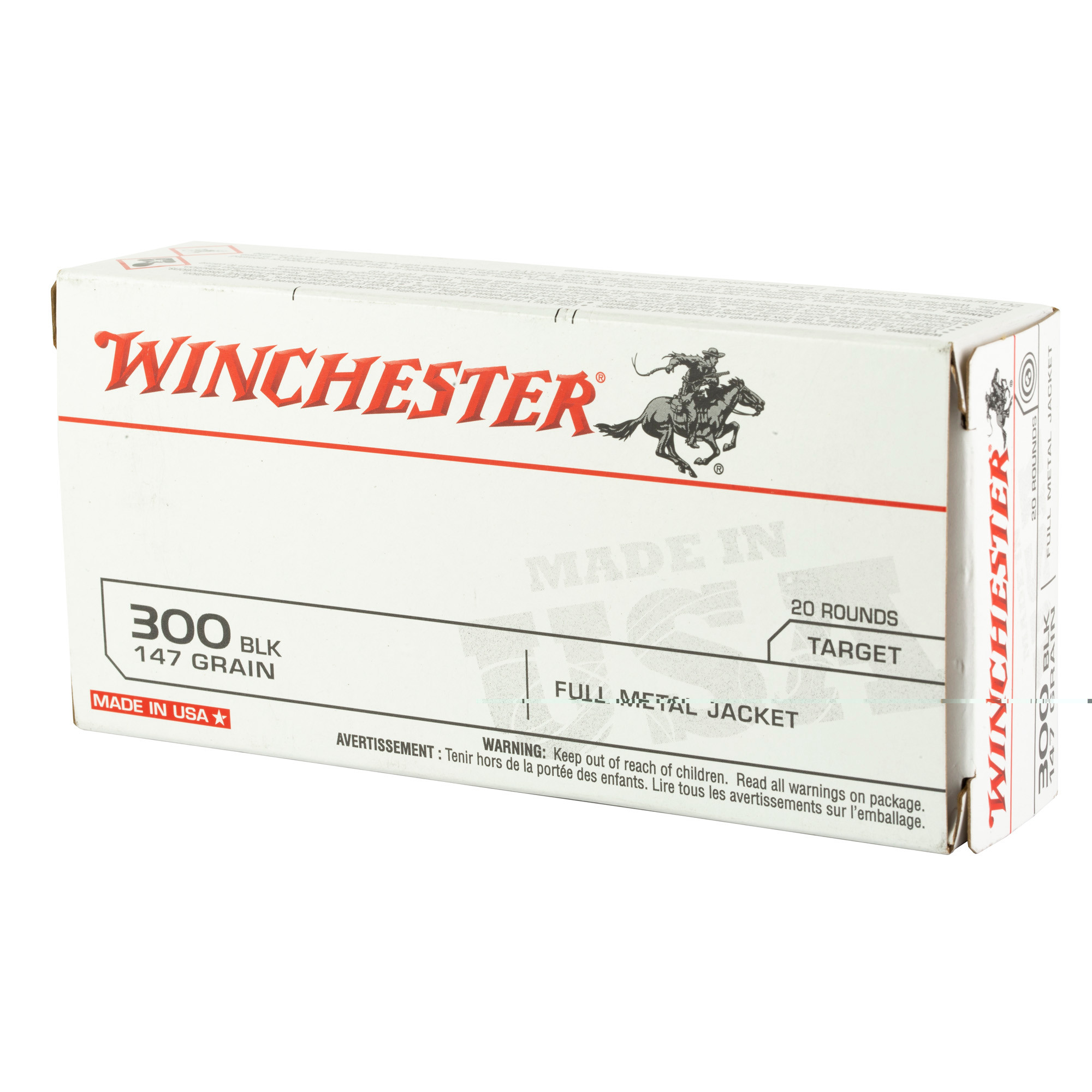 Winchester USA Ammunition 300 AAC Blackout 147 Grain Full Metal Jacket