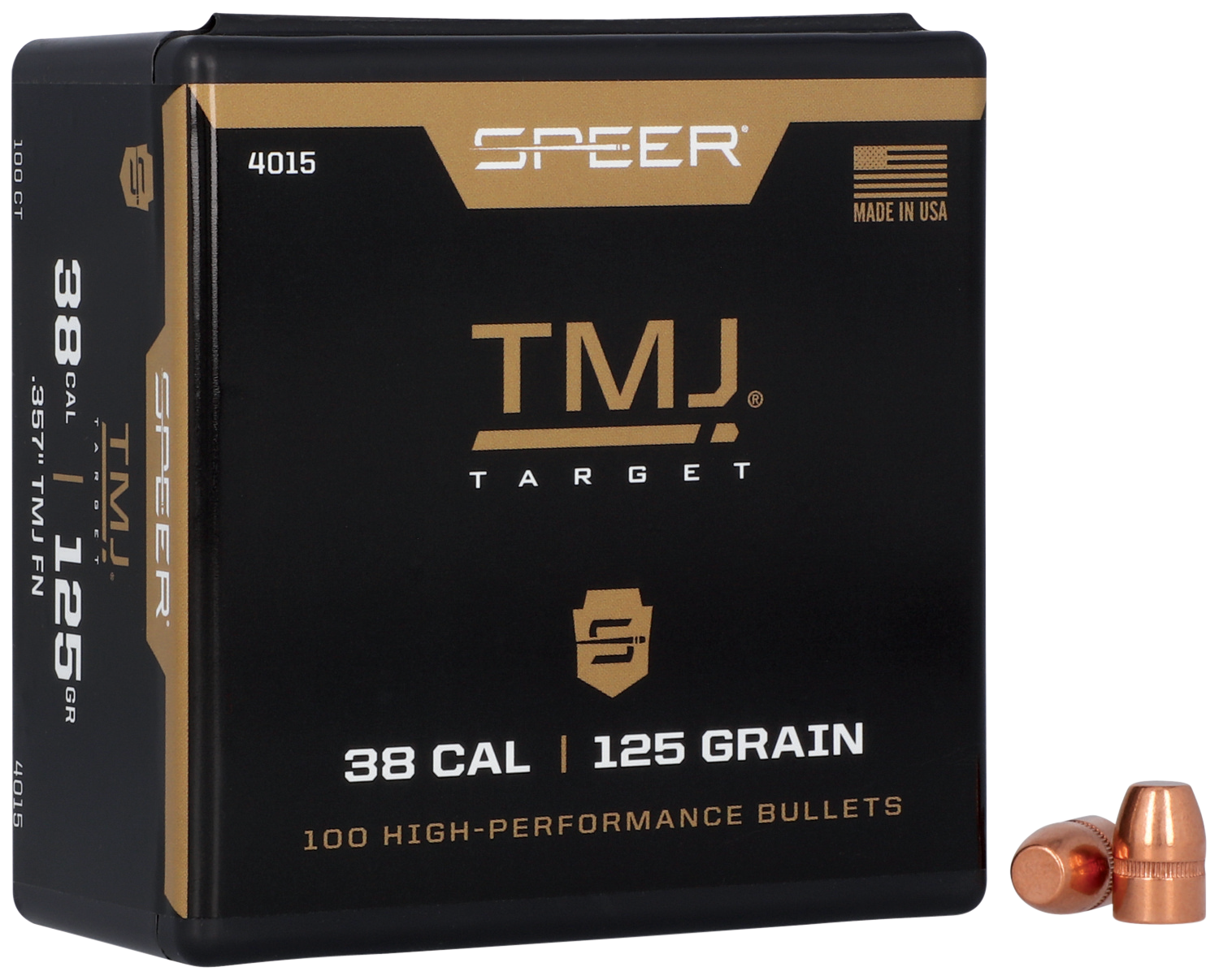 Speer Bullets 38 Caliber (357 Diameter) 125 Grain Total Metal Jacket Box of 100