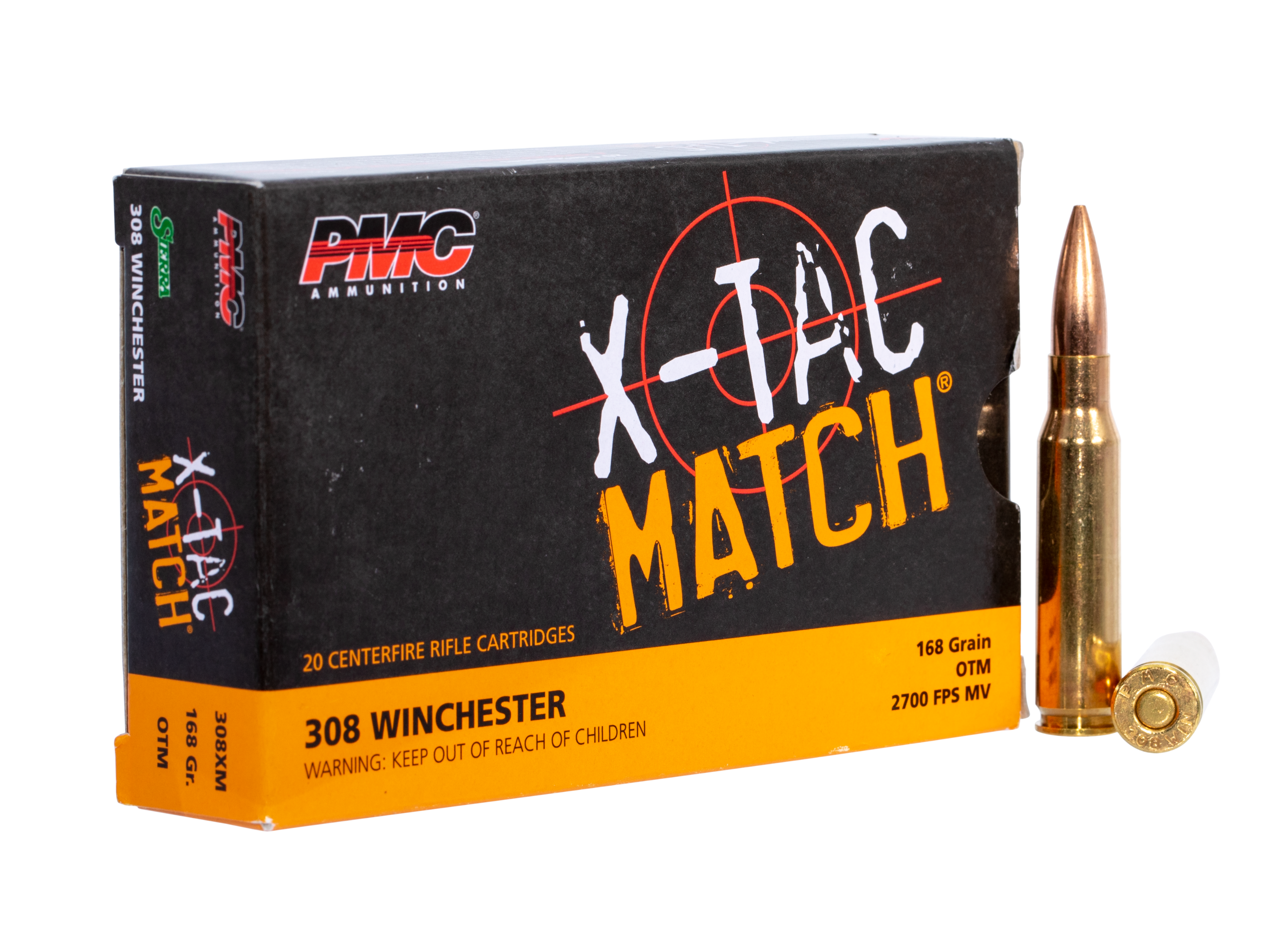 PMC 308XM X-Tac Match Competition 308 Win 168 gr Open Tip Match (OTM) 20 Per Box/ 10 Cs
