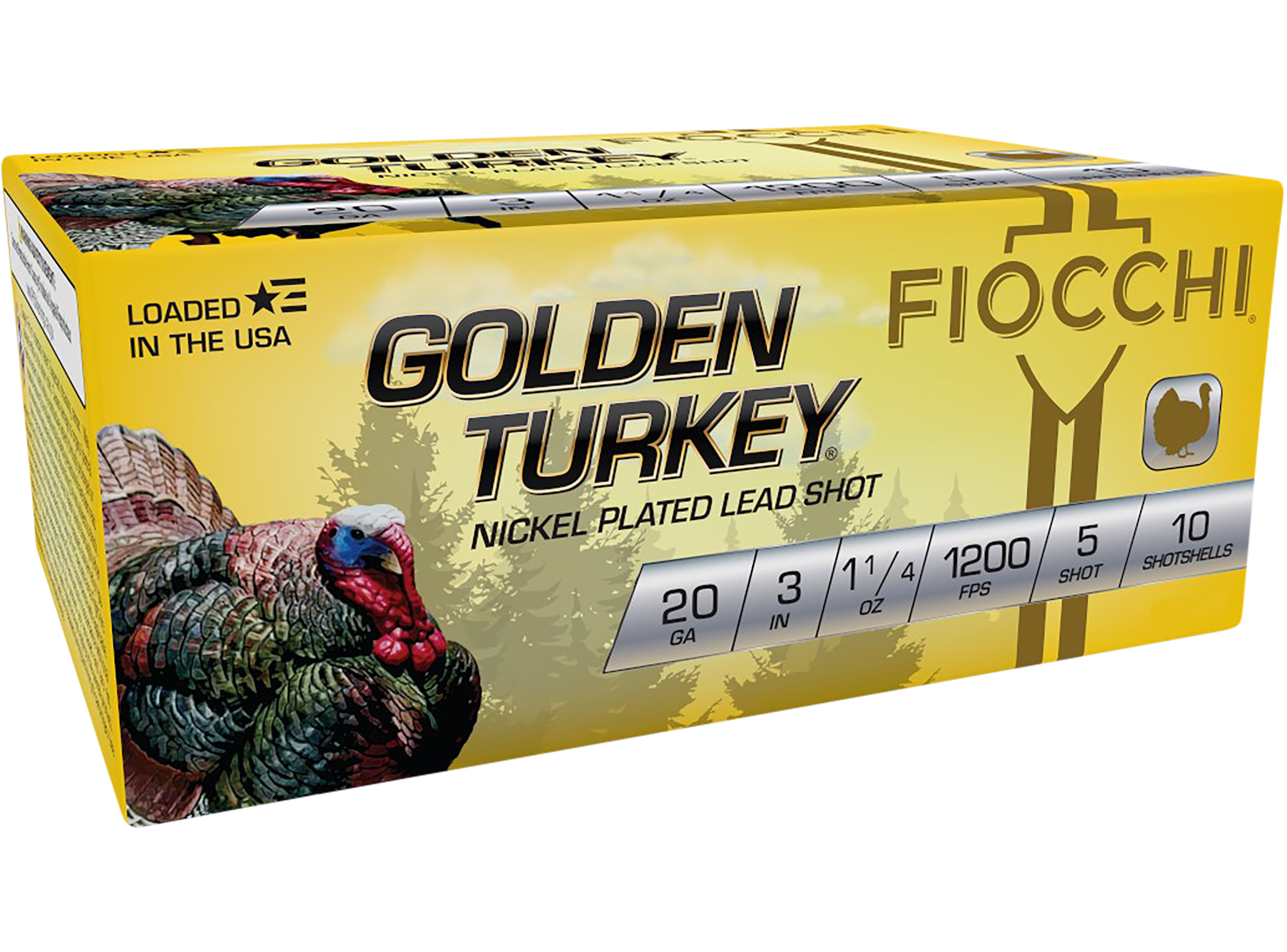 Fiocchi 203TRKC5 Golden Turkey Hunting 20 Gauge 3" 1 1/4 oz 5 Shot 10 Per Box/ 10 Cs
