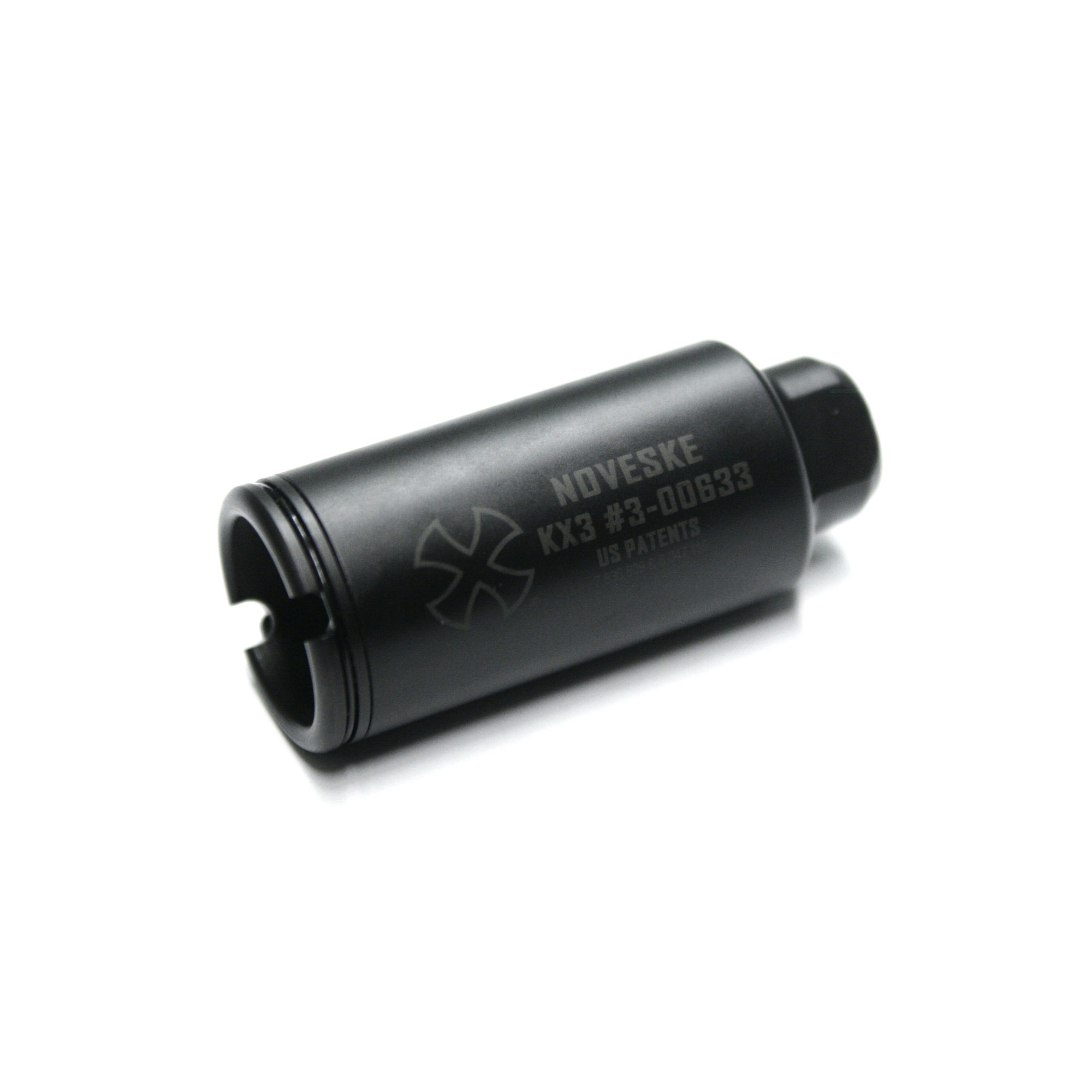 Noveske 5000517 KX3 Flash Suppressor Black Nitride Steel with 1/2"-28 tpi Threads, 3.28" OAL & 1.35" Diameter for 5.56x45mm NATO AR-Platform