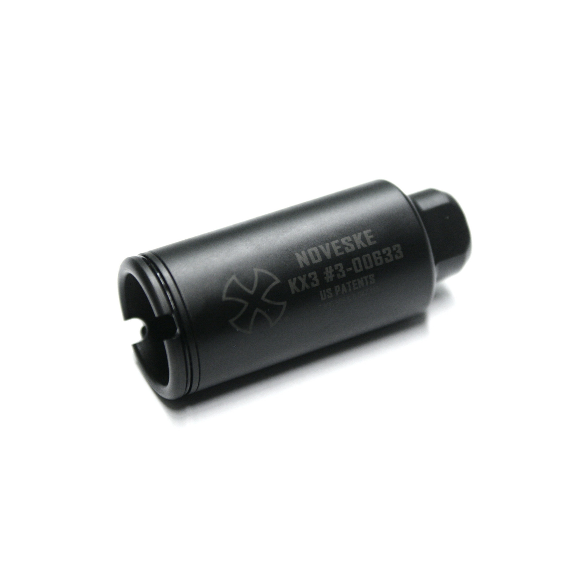 Noveske 5000517 KX3 Flash Suppressor Black Nitride Steel with 1/2"-28 tpi Threads, 3.28" OAL & 1.35" Diameter for 5.56x45mm NATO AR-Platform