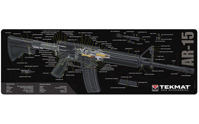 TekMat TEKR36AR15 AR-15 3D Cutaway Cleaning Mat Black/White Rubber 36" Long AR-15 Parts Diagram