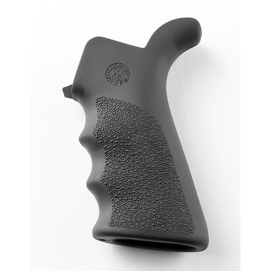 Hogue OverMolded Rifle Grip, Gray Color, Beavertail, Finger Grooves, Fits AR Rifles 15022