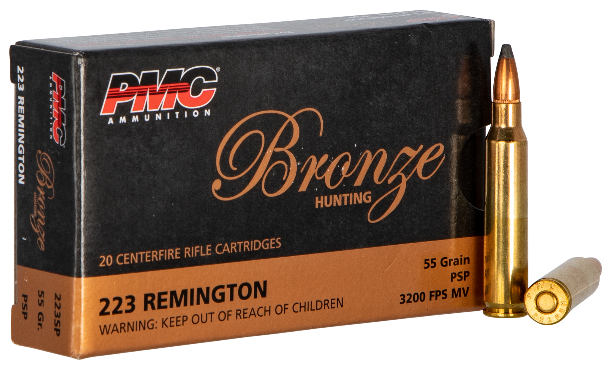 PMC 223SP Bronze Hunting 223 Rem 55 gr Pointed Soft Point (PSP) 20 Per Box/ 40 Cs