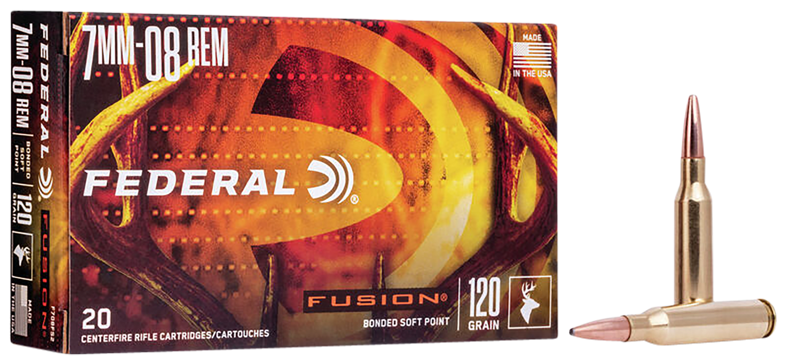 Federal Fusion Ammunition 7mm-08 Remington 120 Grain Bonded Spitzer Boat Tail 20RD
