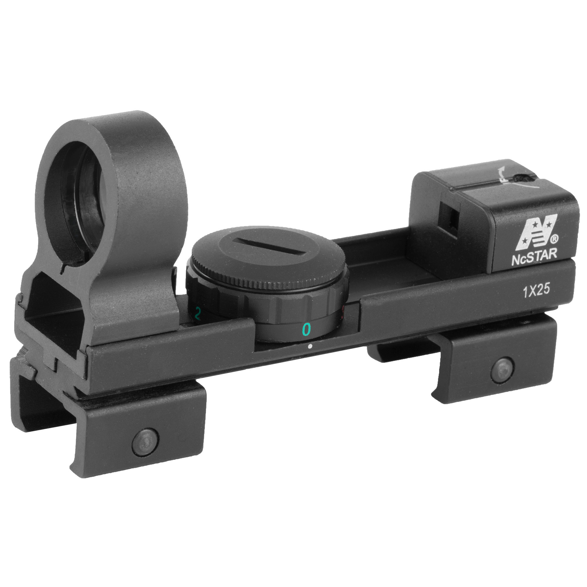NcStar 1x25 Red Dot Reflex Sight Matte, 5 MOA Red/Green Dot, w/ 3/8" Dovetail & Weaver Mount