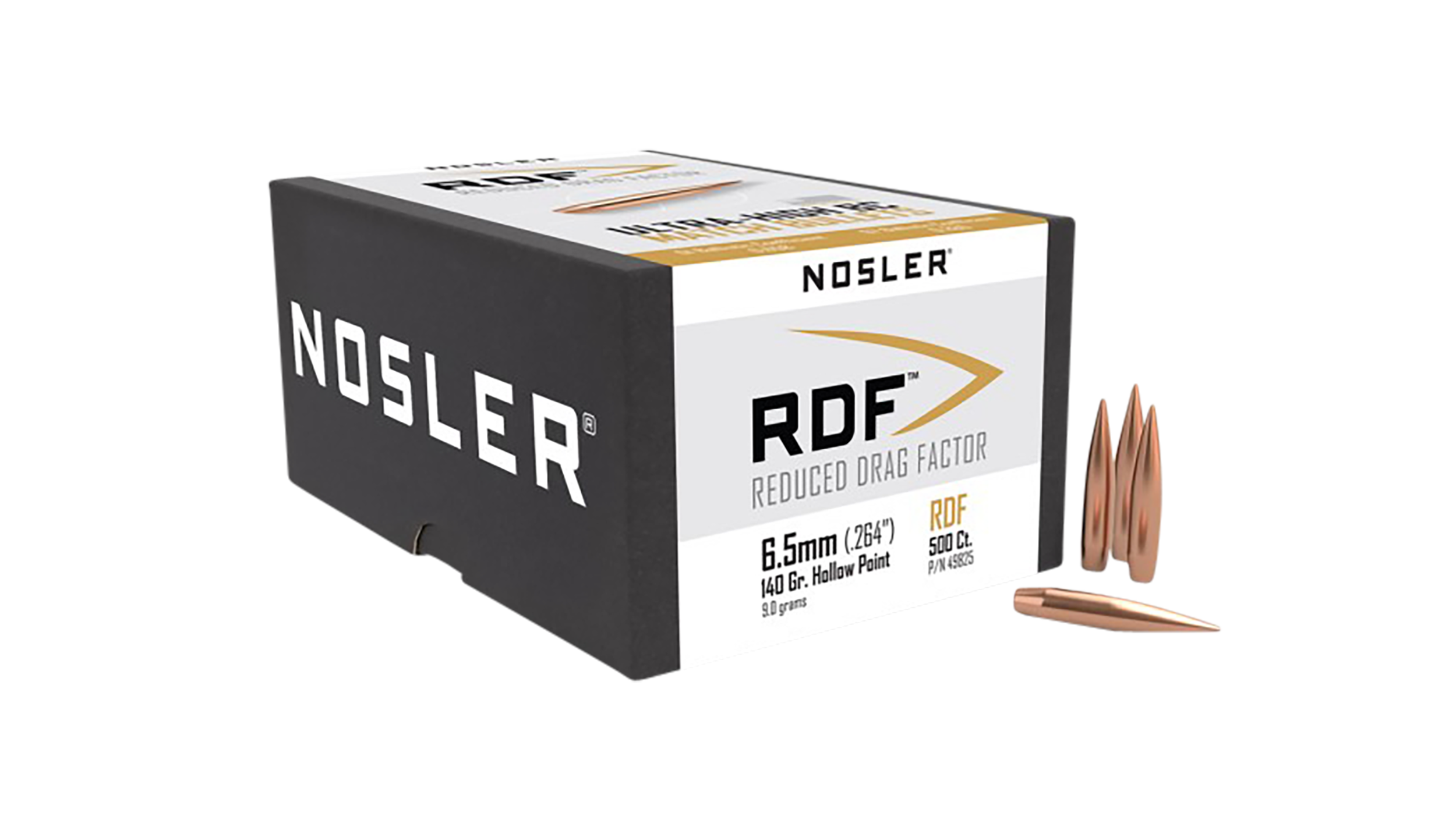 Nosler 49825 RDF Match 6.5 Creedmoor .264 140 gr Hollow Point Boat-Tail (HPBT) 500 Per Box