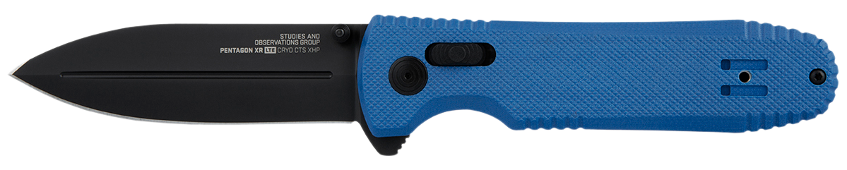 S.O.G SOG12610657 Pentagon XR LTE 3.60" Folding Spear Point TiNi Cryo CTS XHP Blade/Blue G10 Handle Includes Belt Clip