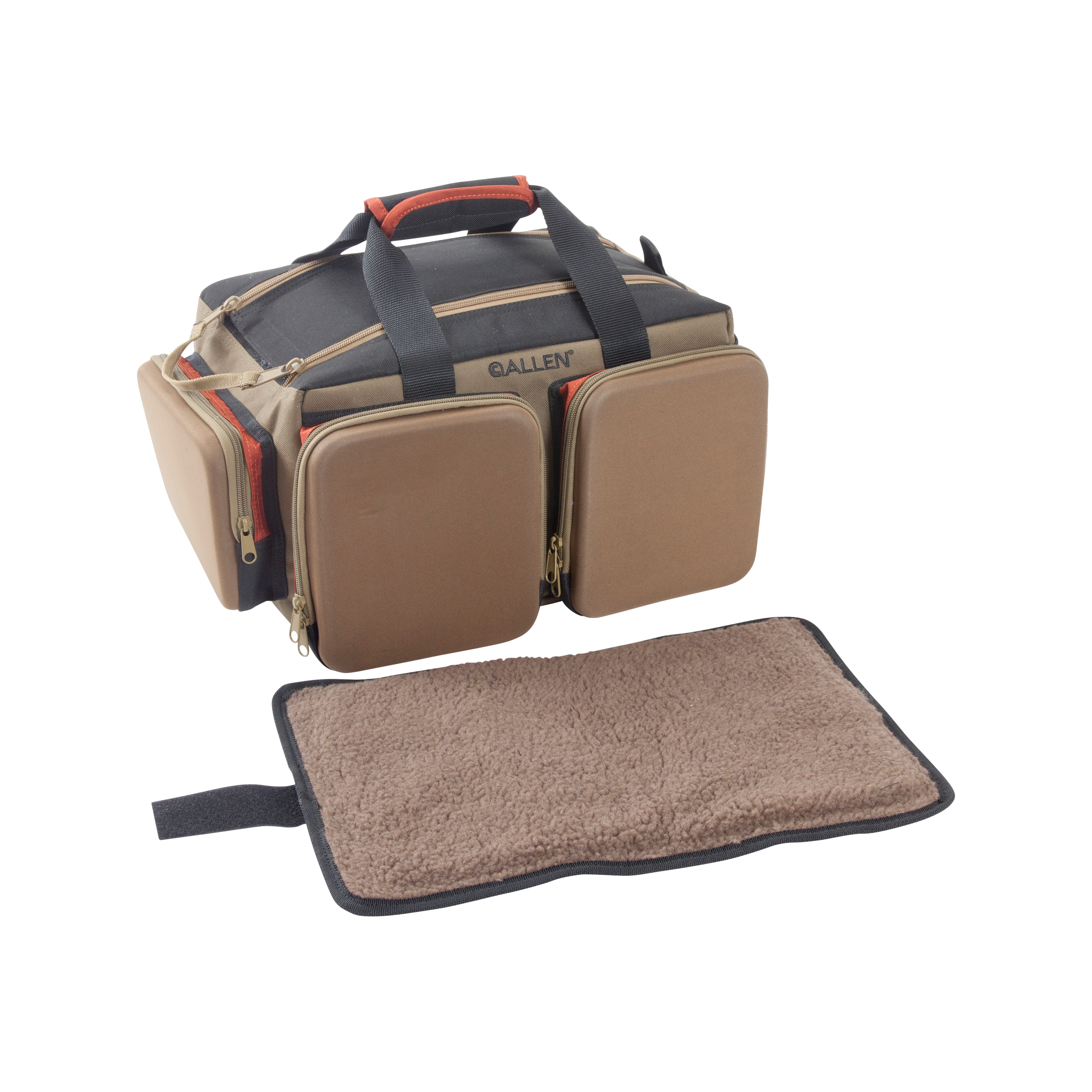 Allen 8305 Eliminator Rangemaster Range Bag with Pistol Rug, Multiple Exterior Pockets, Rigid Bottom Feet & Tan Finish