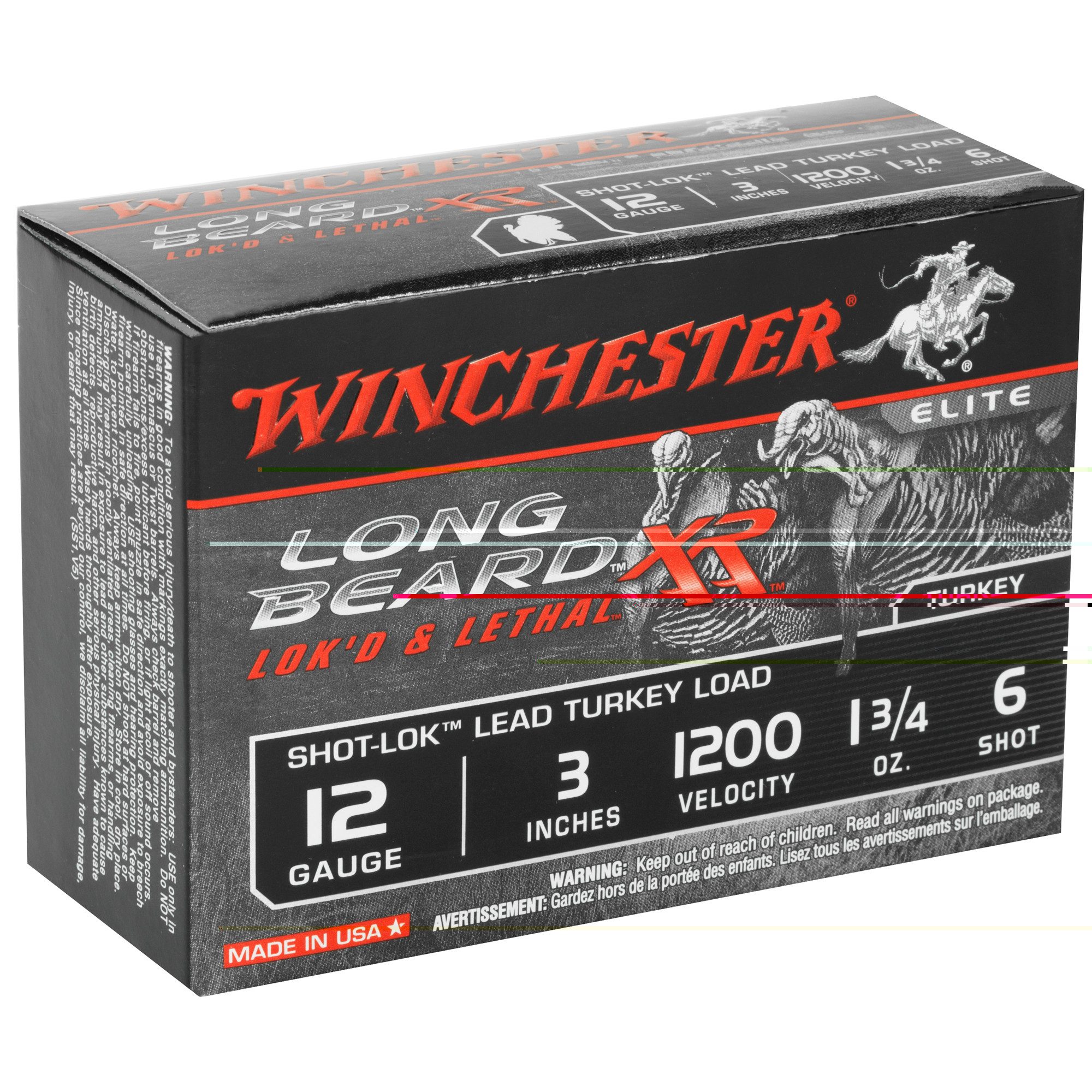 Winchester Ammo STLB1236 Long Beard XR Shot-Lok 12 Gauge 3" 1 3/4 oz 1200 fps 6 Shot 10 Bx/10 Cs