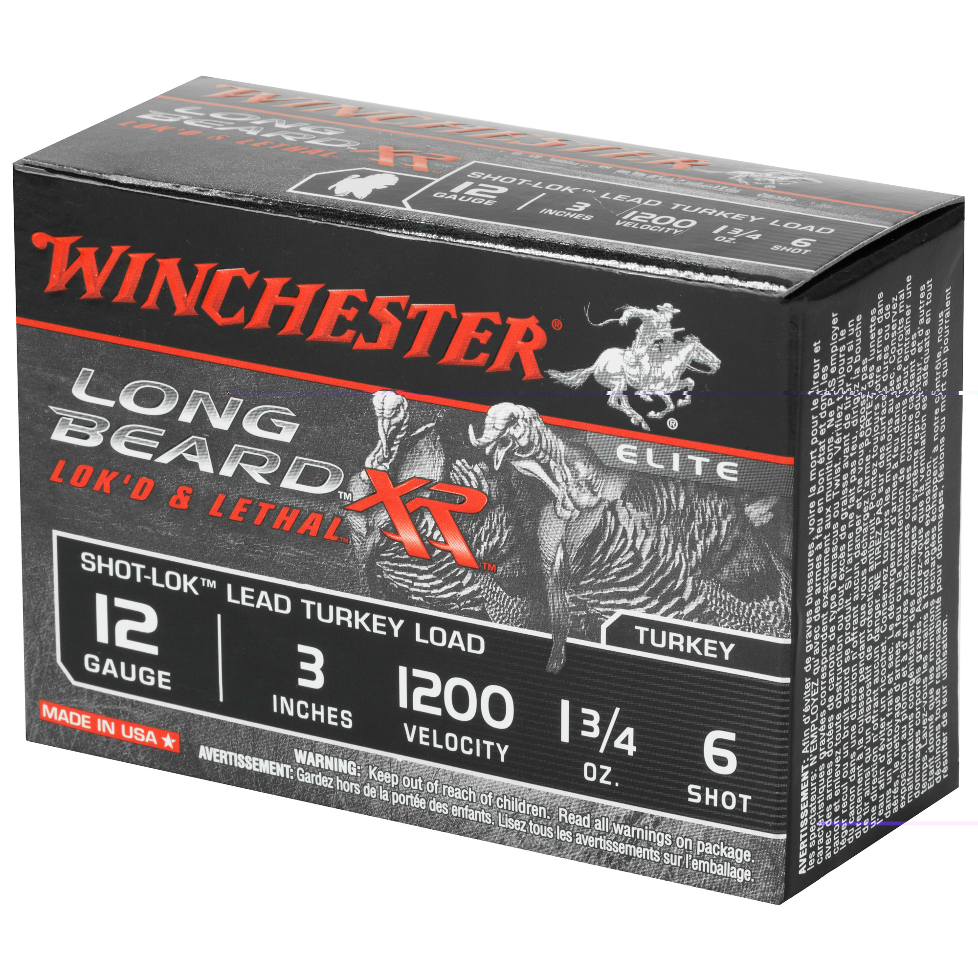 Winchester Ammo STLB1236 Long Beard XR Shot-Lok 12 Gauge 3" 1 3/4 oz 1200 fps 6 Shot 10 Bx/10 Cs