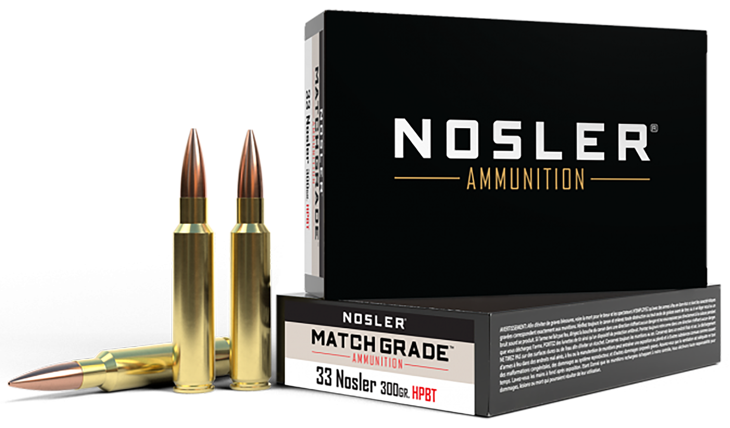 Nosler Match Grade Ammunition 33 Nosler 300 Grain Custom Competition Hollow Point Boat Tail 20RD