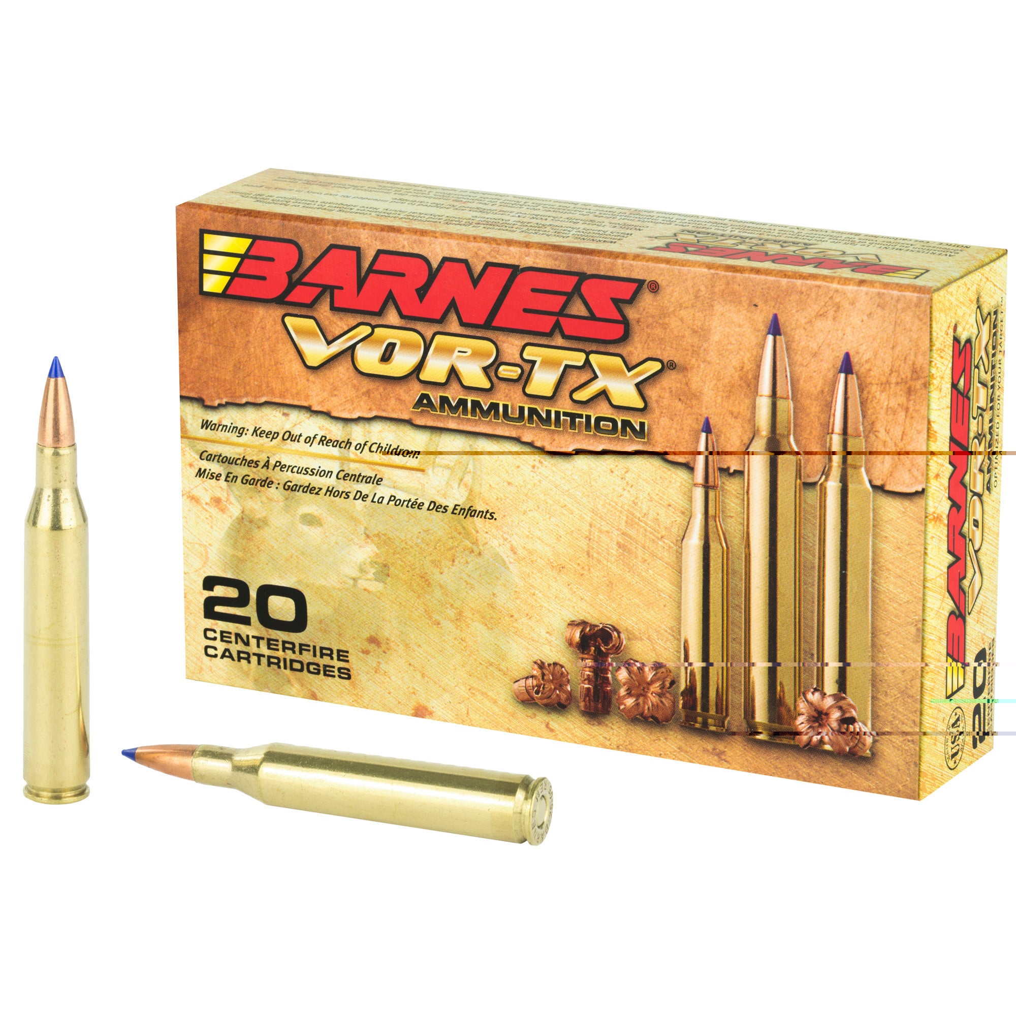 Barnes VOR-TX Ammunition 25-06 Remington 100 Grain TTSX Polymer Tipped Spitzer Boat Tail Lead-Free 20RD