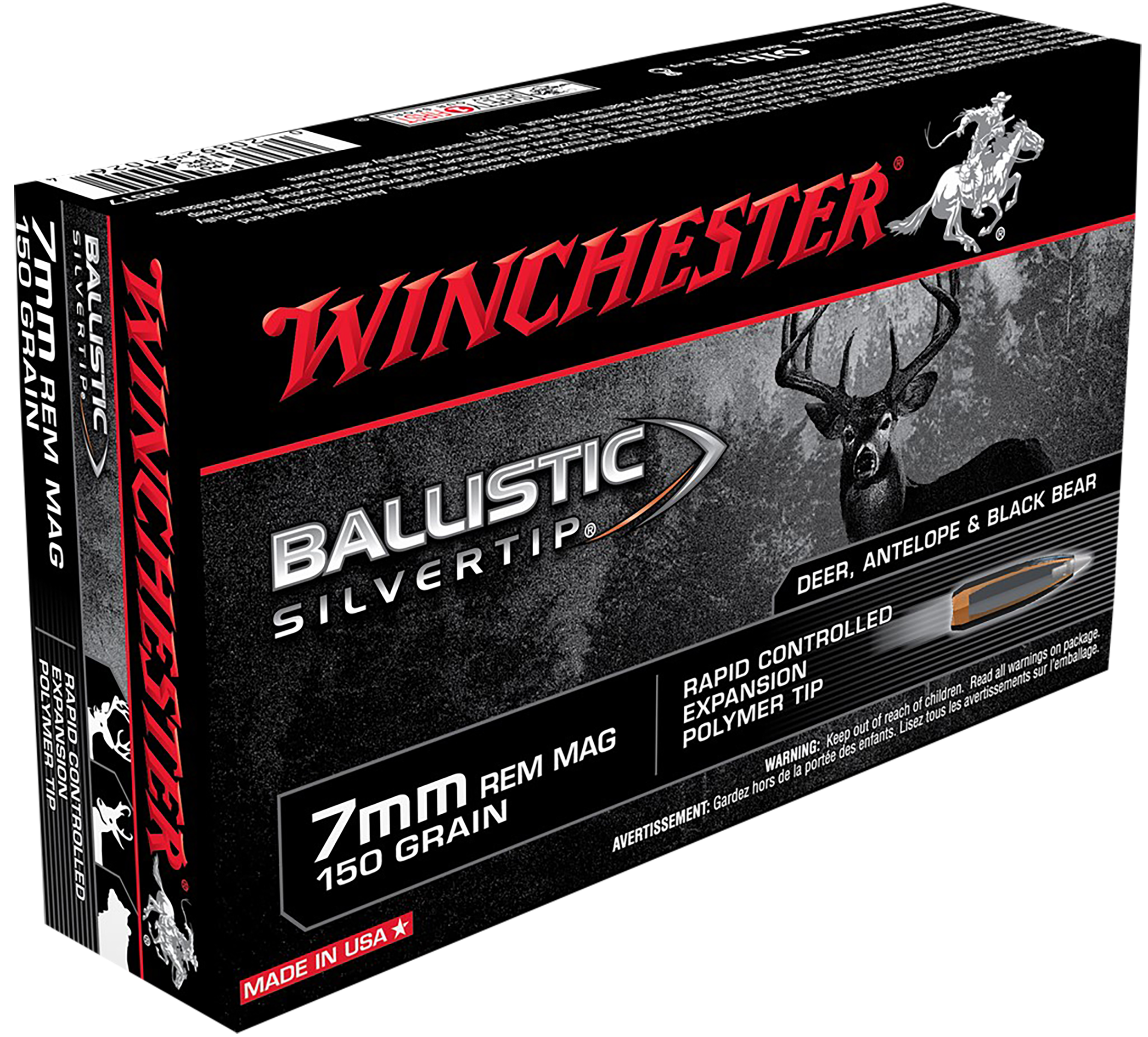 Winchester Ammo SBST7 Ballistic Silvertip Hunting 7mm Rem Mag 150 gr Rapid Controlled Expansion Polymer Tip 20 Per Box/ 10 Cs