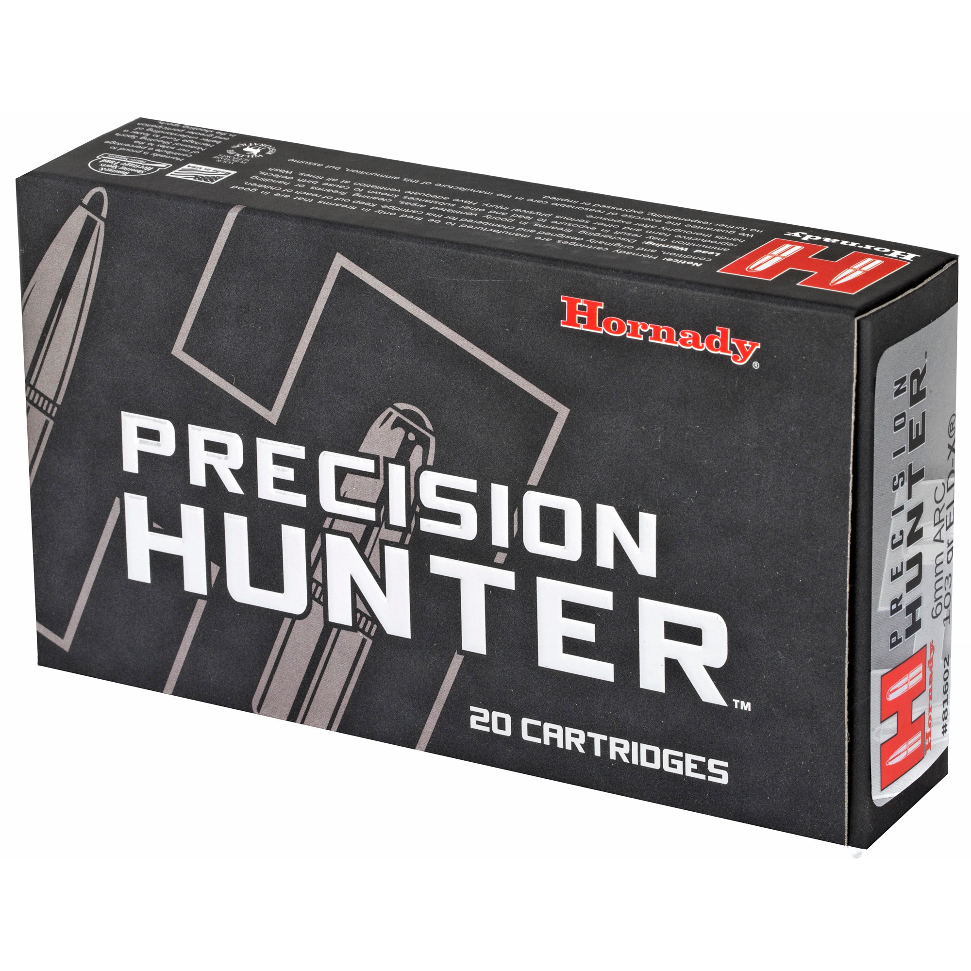 Hornady Precision Hunter Ammunition 6mm ARC 103 Grain ELD-X 20RD