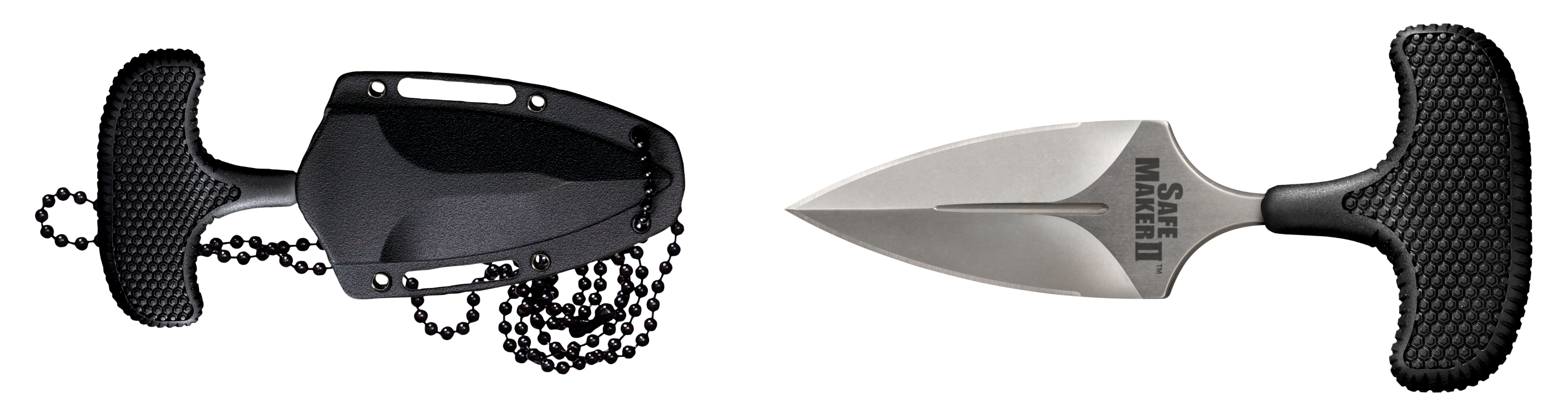 Cold Steel CS12DCST Safe Maker II 3.25" Fixed Spear Point Plain Stone Washed AUS-8A SS Blade/ Black Textured Kray-Ex Handle Includes Sheath
