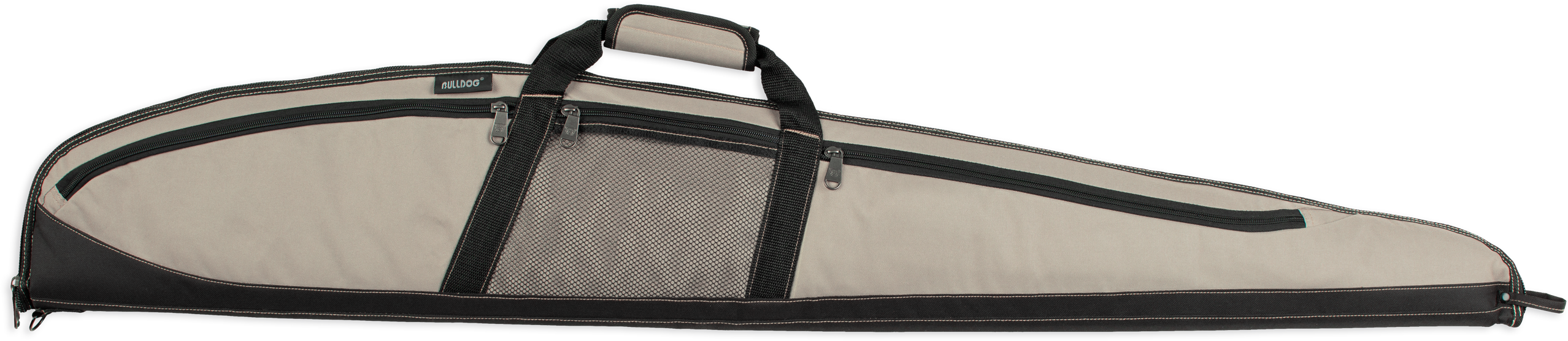 Bulldog BD225 Plus Shotgun Case made of Water-Resistant Nylon with Taupe Finish & Black Trim, Padding, 3 Exterior Pockets & Full Length Zipper 52" L x 1.50" W x 9" H Exterior Dimensions