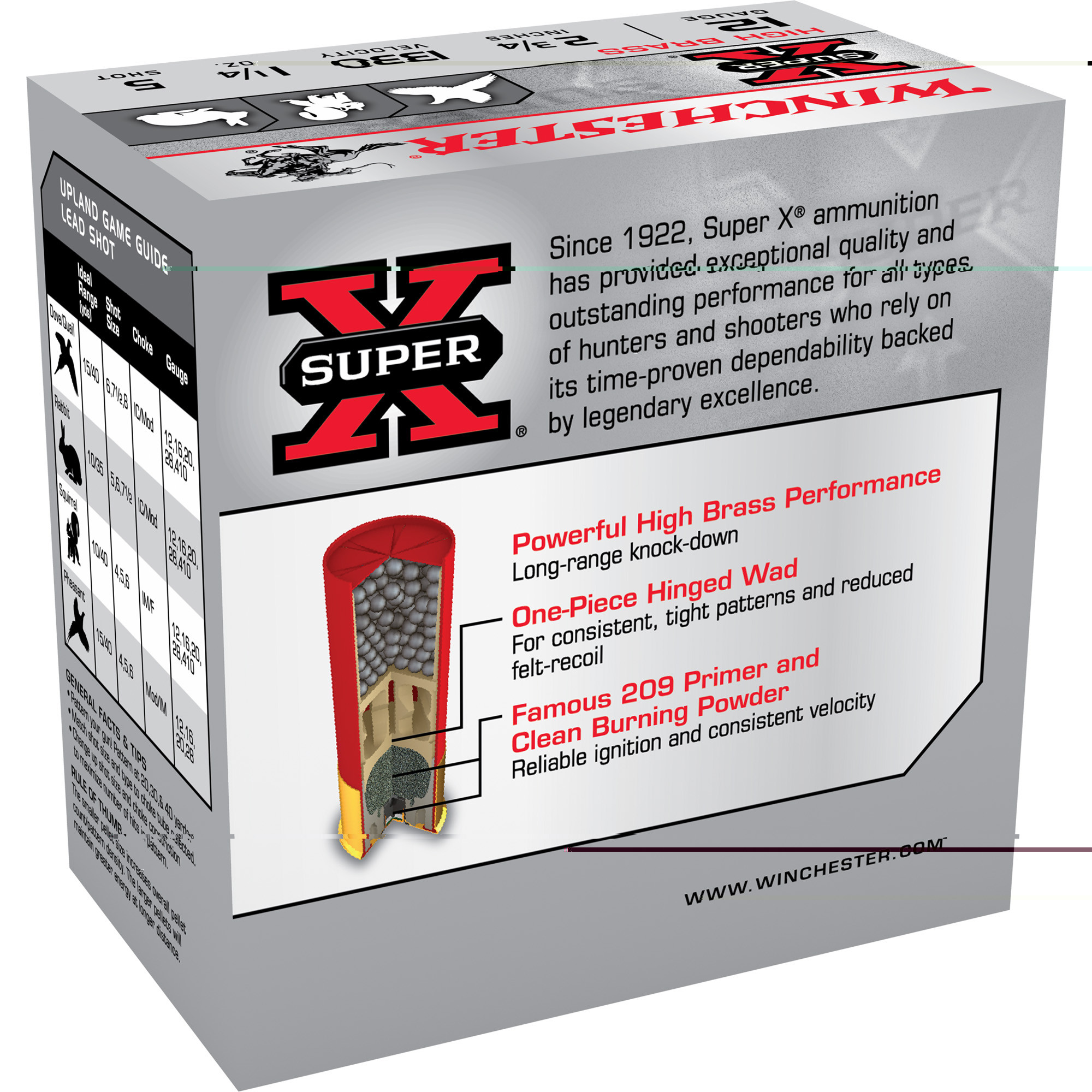 Winchester Super-X High Brass Ammunition 12 Gauge 2-3/4" 1-1/4 oz #5 Shot Box of 25