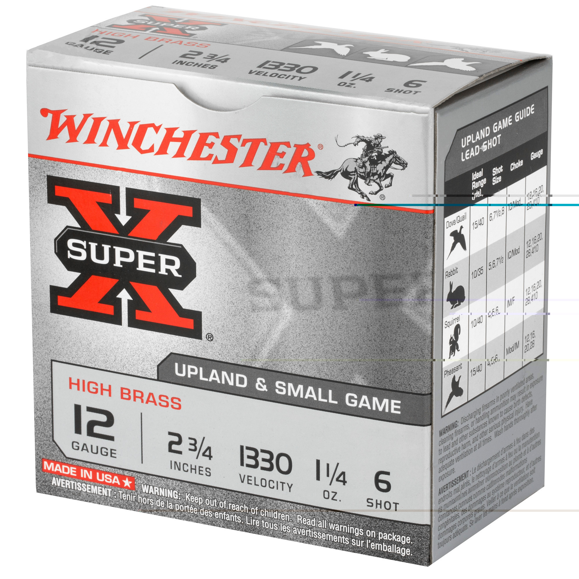 Winchester Super-X High Brass Ammunition 12 Gauge 2-3/4" 1-1/4 oz #6 Shot Box of 25