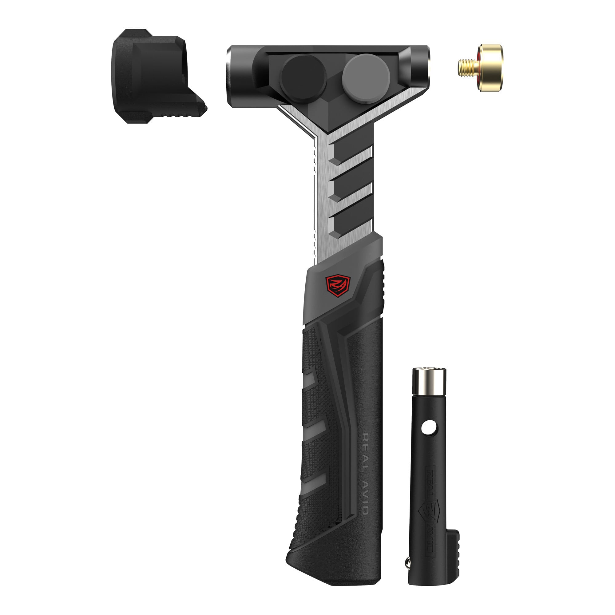 Real Avid AVARMHAM Armorer's Hammer Black/Stainless, Features Magnetic Pin Starter & Interchangeable Heads, Includes Roll-Pin Punch Starter
