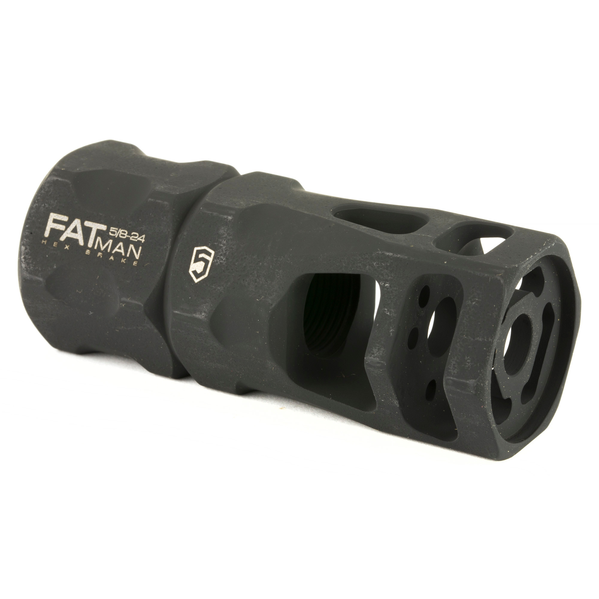 PHASE 5 WEAPON SYSTEMS FATMAN5/8 FATman Hex Brake 7.62x51mm 5/8x24 tpi Black Parkerized Steel in. Phase5 Fatman-5/8-24 Fatman Hex Brake 7.62X51