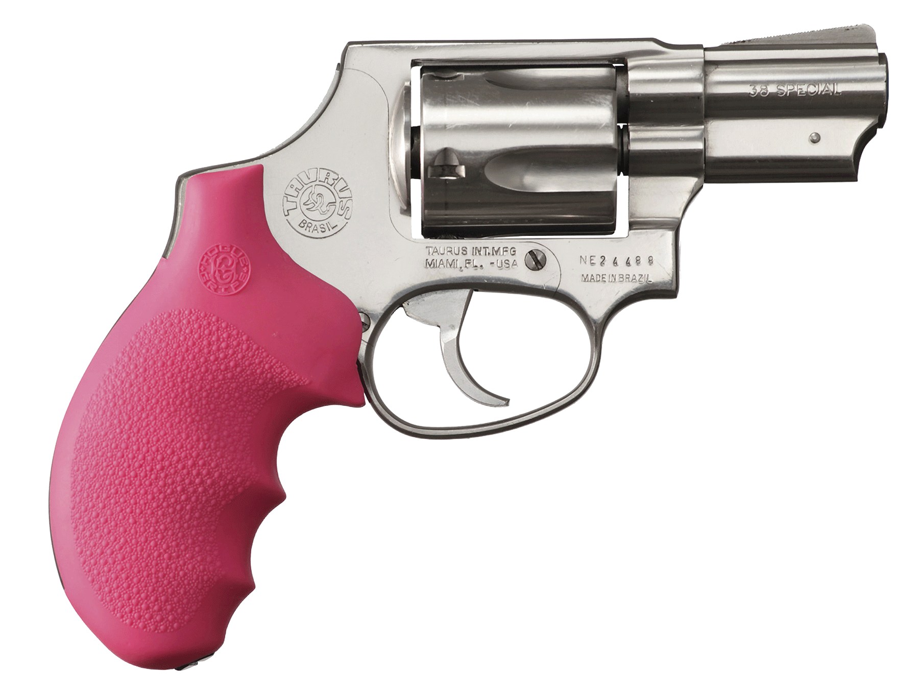 Hogue 67007 OverMolded Monogrip Cobblestone Pink Rubber with Finger Grooves for Taurus 85