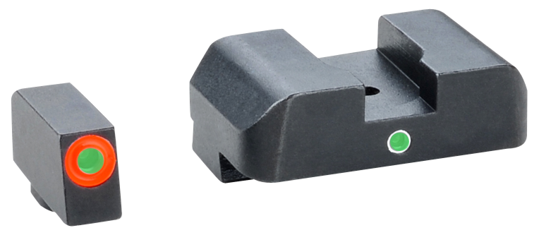 Ameriglo I-Dot Night Sight Set Glock 20, 21, 29, 30, 31, 32, 36, 40, 41 Tritium Green Dot Front with Orange Outline, Single Dot Rear