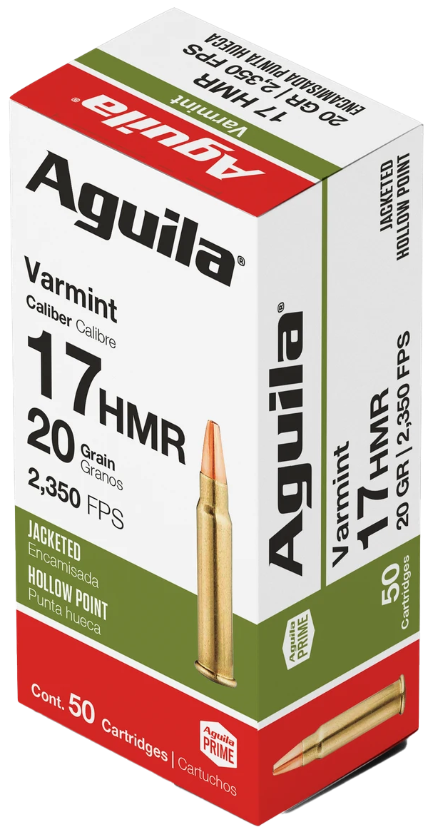 Aguila 1B222347 Target & Range Varmint 17 HMR 20 gr Jacketed Hollow Point (JHP) 50rd Bx
