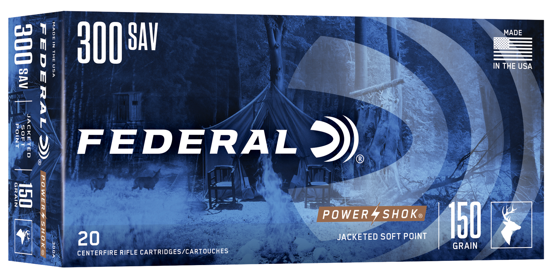 Federal Power-Shok Ammunition 300 Savage 150 Grain Soft Point 20RD