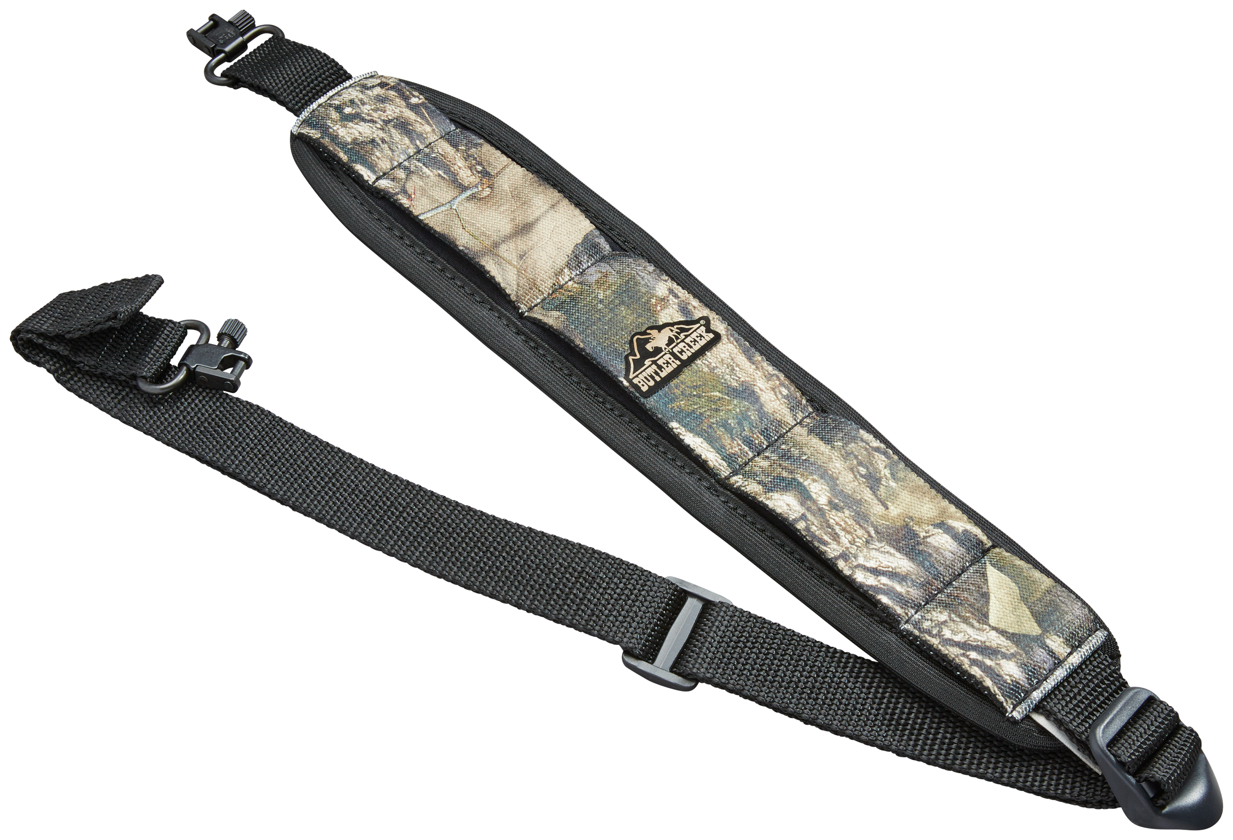 Butler Creek 181017 Comfort Stretch Sling made of Mossy Oak Break-Up Country Neoprene with Non-Slip Grippers, Adjustable Design & QD Swivels for Rifles