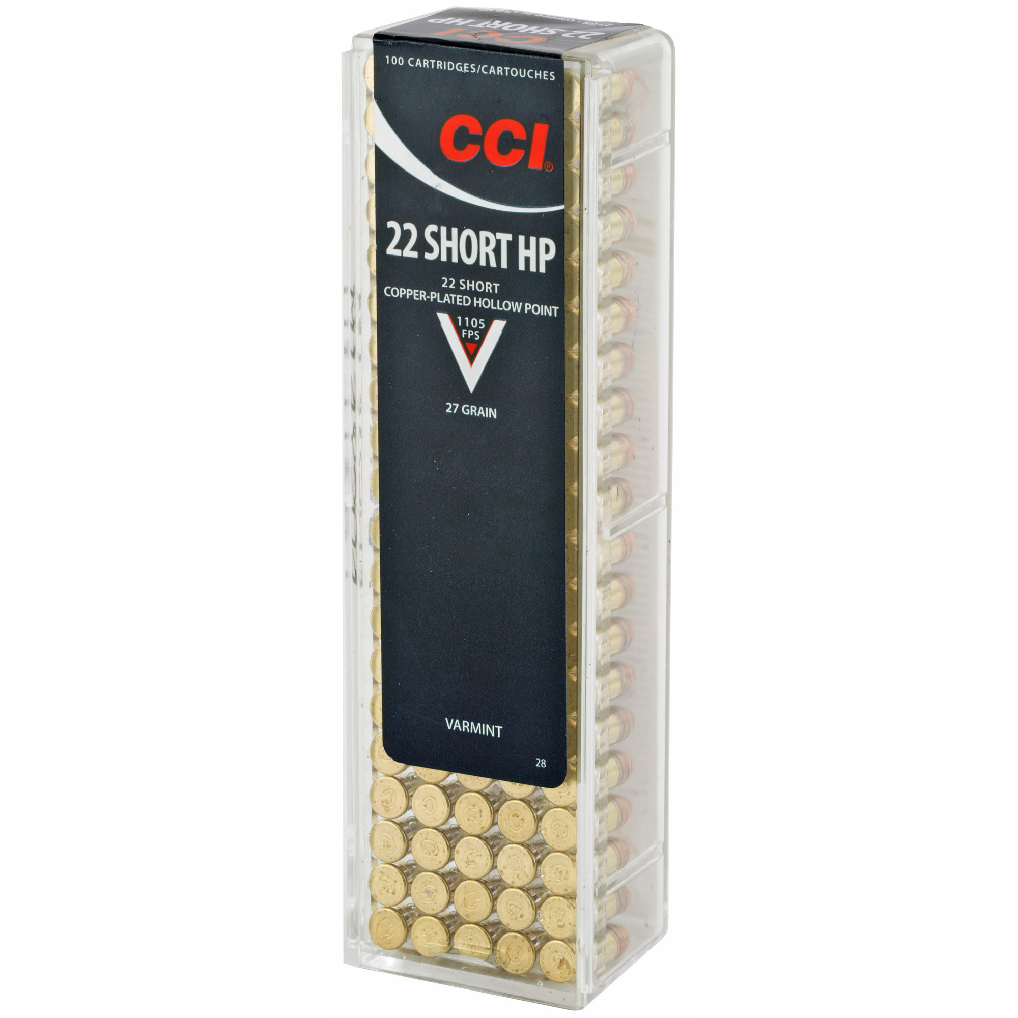 CCI Ammunition 22 Short 27 Grain Copper-Plated Hollow Point Box of 100