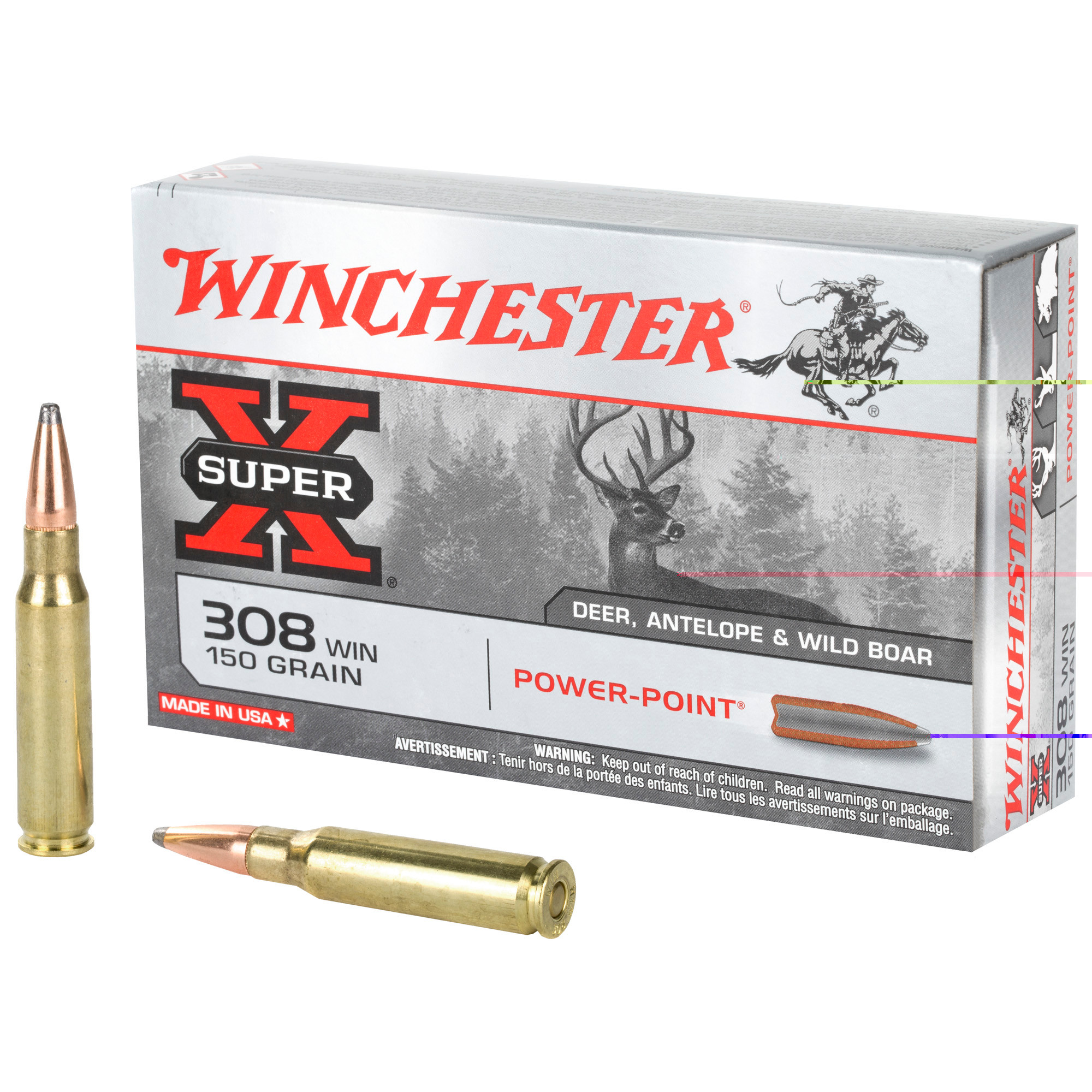 Winchester Power Point Ammunition 308 Winchester 150 Grain Power-Point 20RD