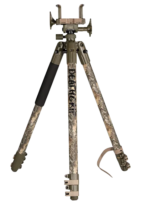 Bog-Pod 1134446 DeathGripTripod made of Realtree EXCAPE Finish Aluminum with Steel Spike Feet, Integrated Bubble Level, Clamp Attachment & 360 Degree Pan