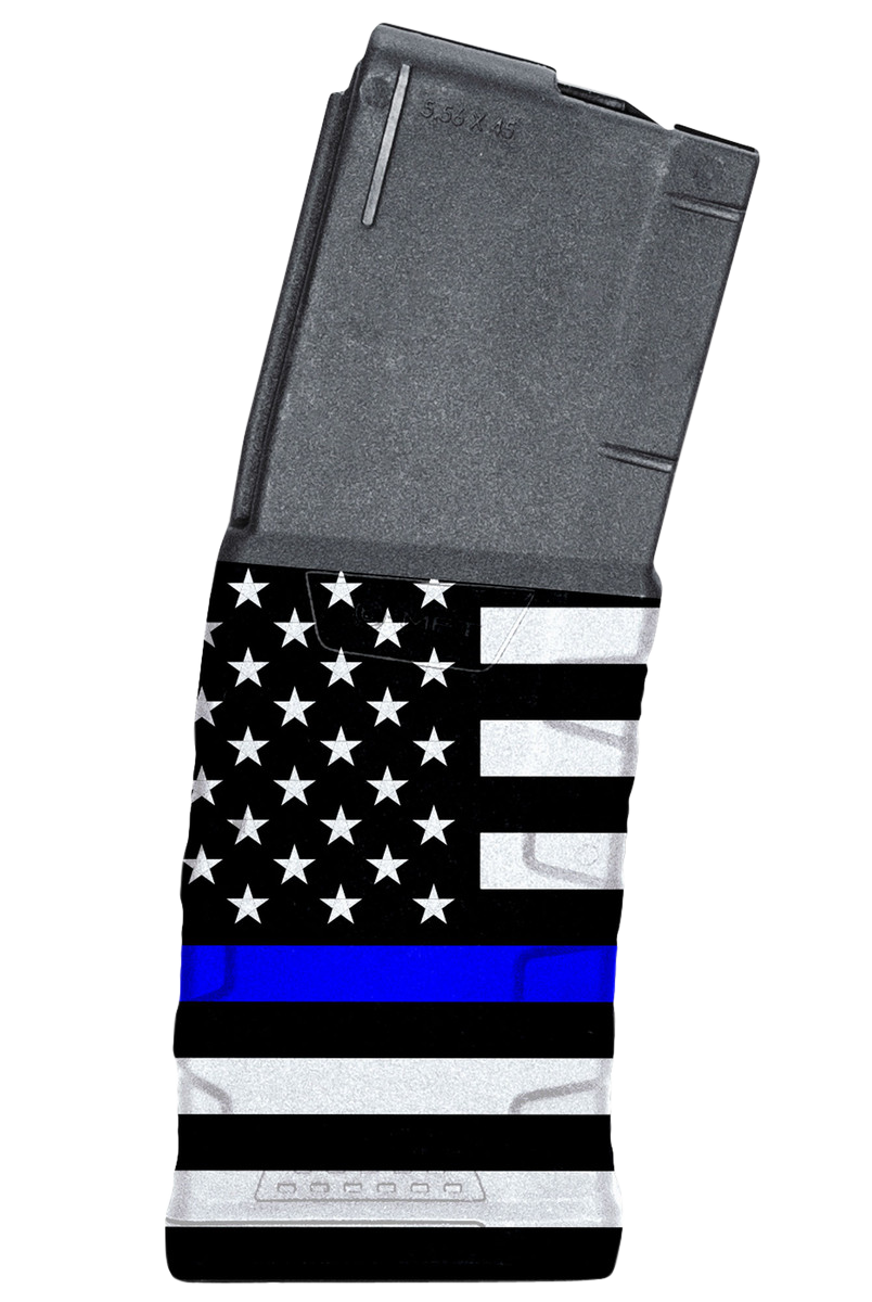 Mission First Tactical EXDPM556AMB1 Extreme DutyBlack w/Blue Line American Flag Detachable 30rd 223 Rem/ 5.56x45mm NATO AR-15 M4