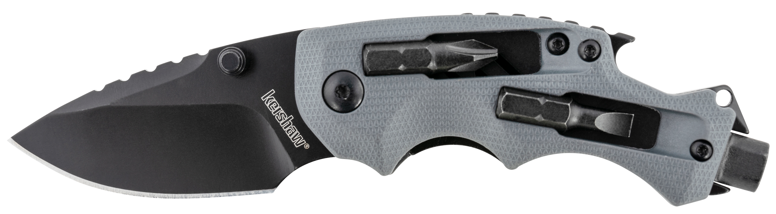 Kershaw 8720 Shuffle DIY 2.40" Folding Drop Point Plain Black Oxide 8Cr13MoV SS Blade Gray Glass-Filled Nylon Handle Includes Pocket Clip