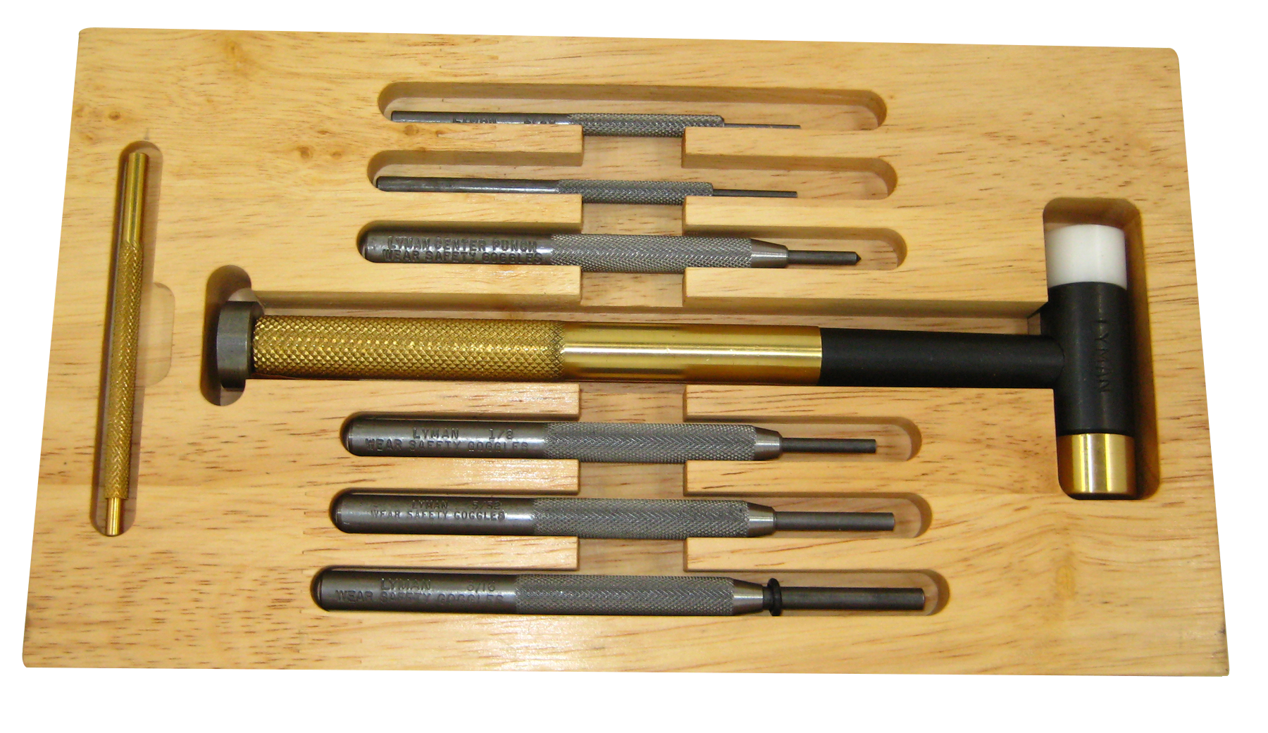 Lyman Tapper Hammer with Interchangeable Brass, Nylon, Steel Heads and Punch Set 7-Piece
