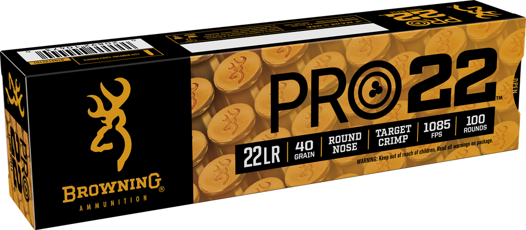 Browning Pro22 Ammunition 22 Long Rifle 40 Grain Lead Round Nose Box of 100