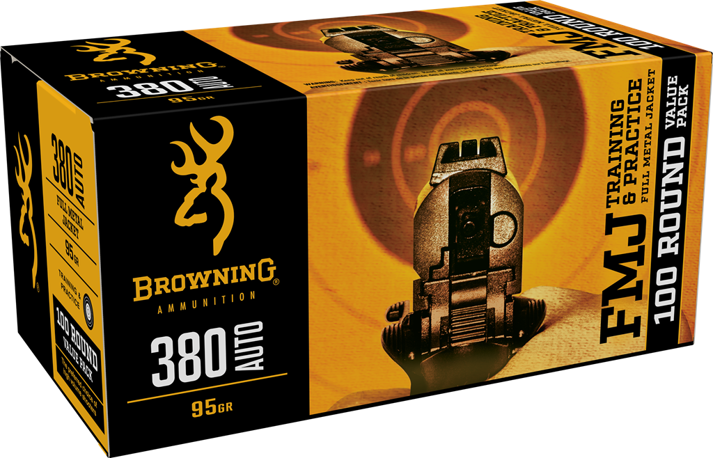 Browning Ammo B191803804 BPT Performance Target 380 ACP 95 gr FMJ100 Per Box/ 5 Cs