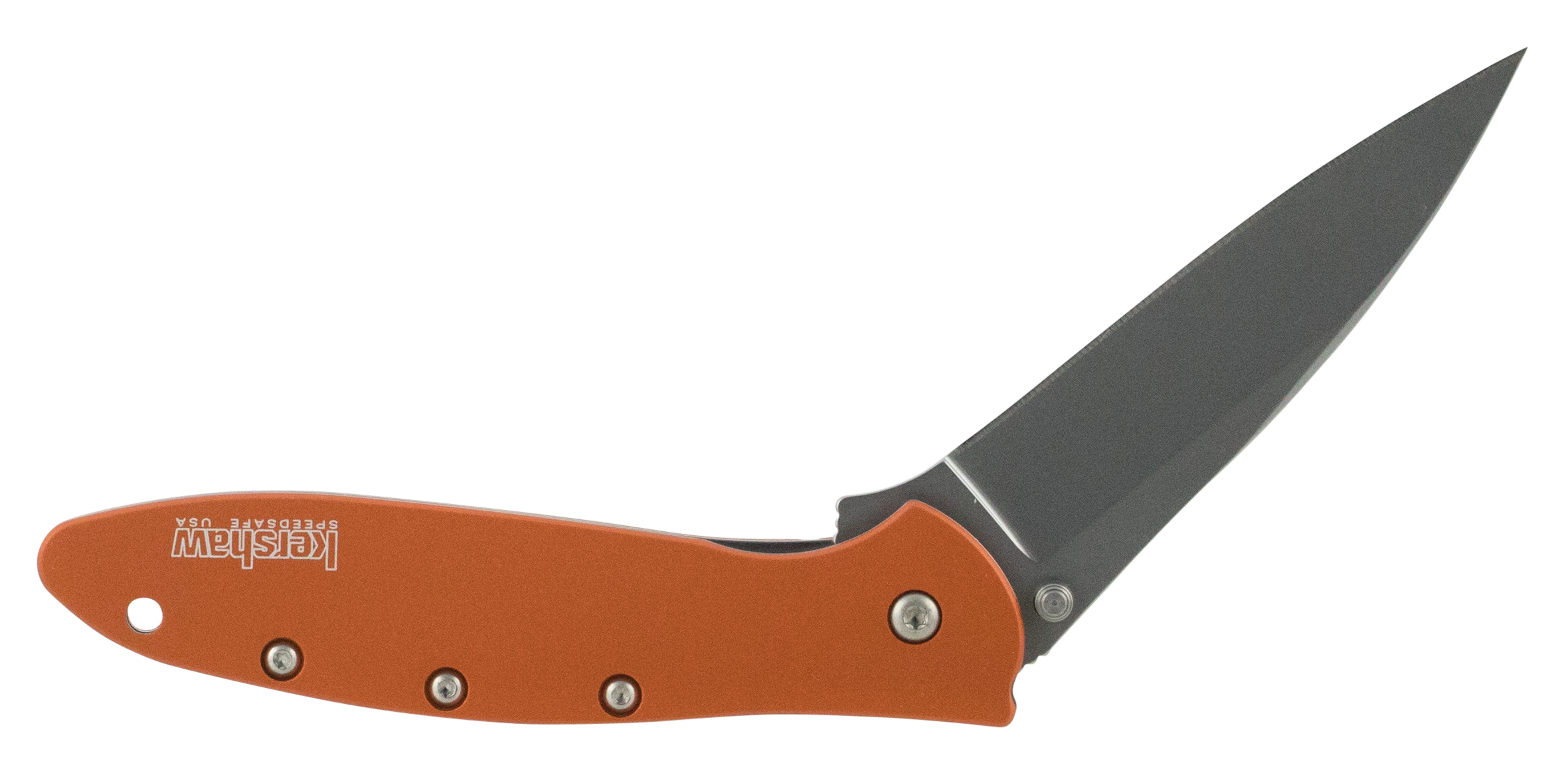 Kershaw 1660OR Leek3" Folding Drop Point Plain Bead Blasted 14C28N Steel Blade Orange Anodized Aluminum Handle Includes Pocket Clip