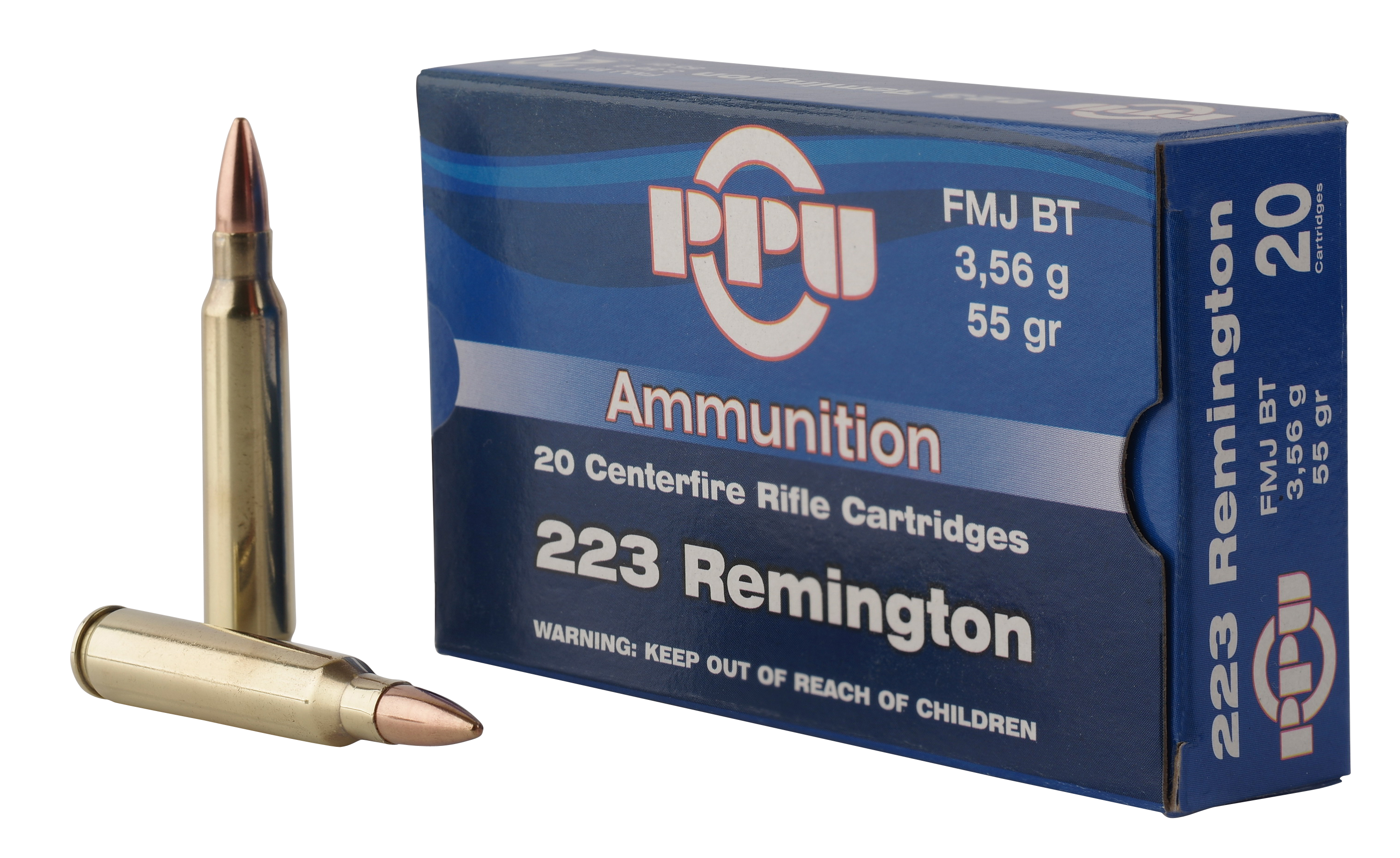 PPU PP223F1 Standard Rifle Rifle 223 Rem 55 gr Full Metal Jacket Boat-Tail (FMJBT) 20 Per Box/ 50 Cs