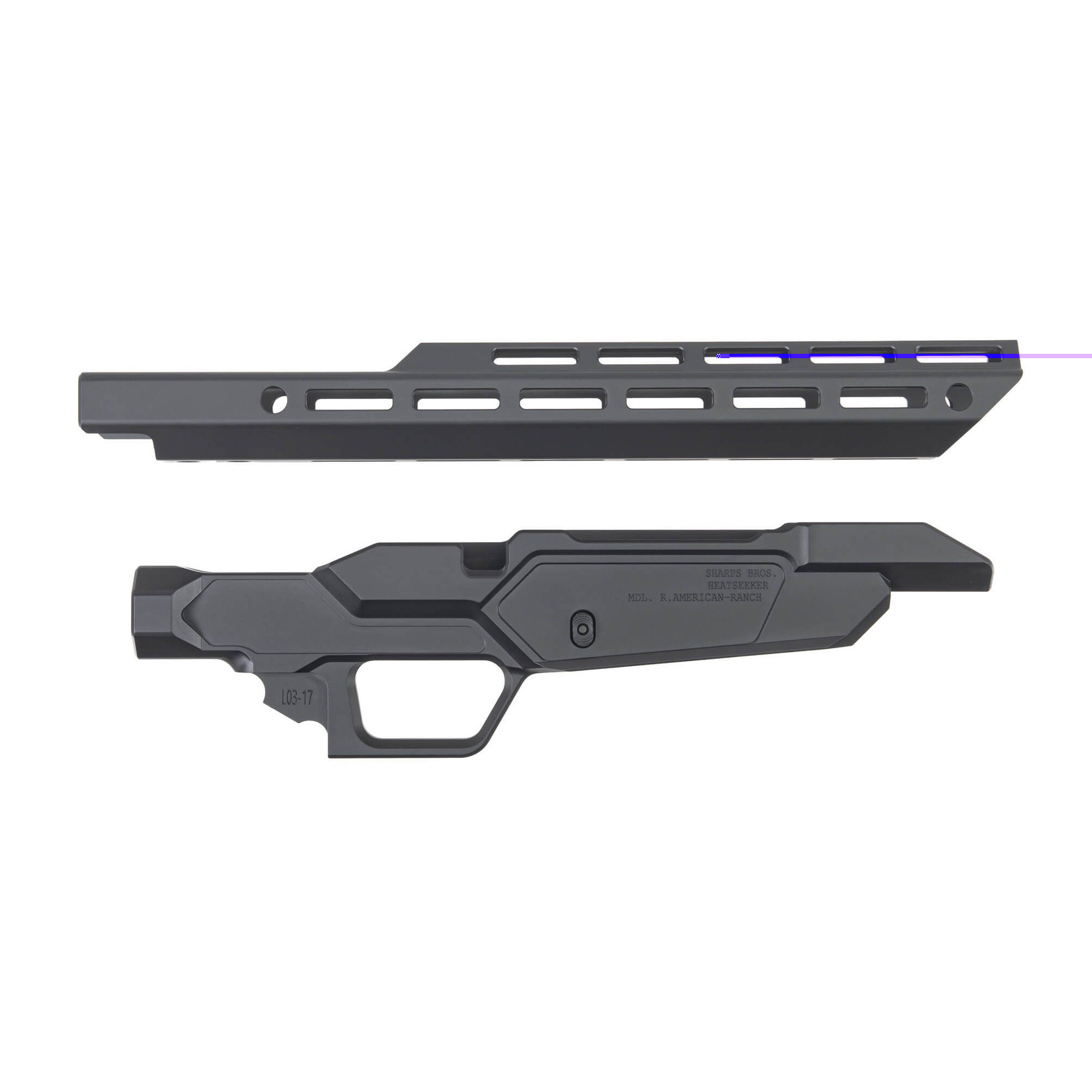 Sharps Bros Heatseeker Chassis Ruger American Ranch Short Action AR-15 Magwell 14" Handguard Aluminum Black