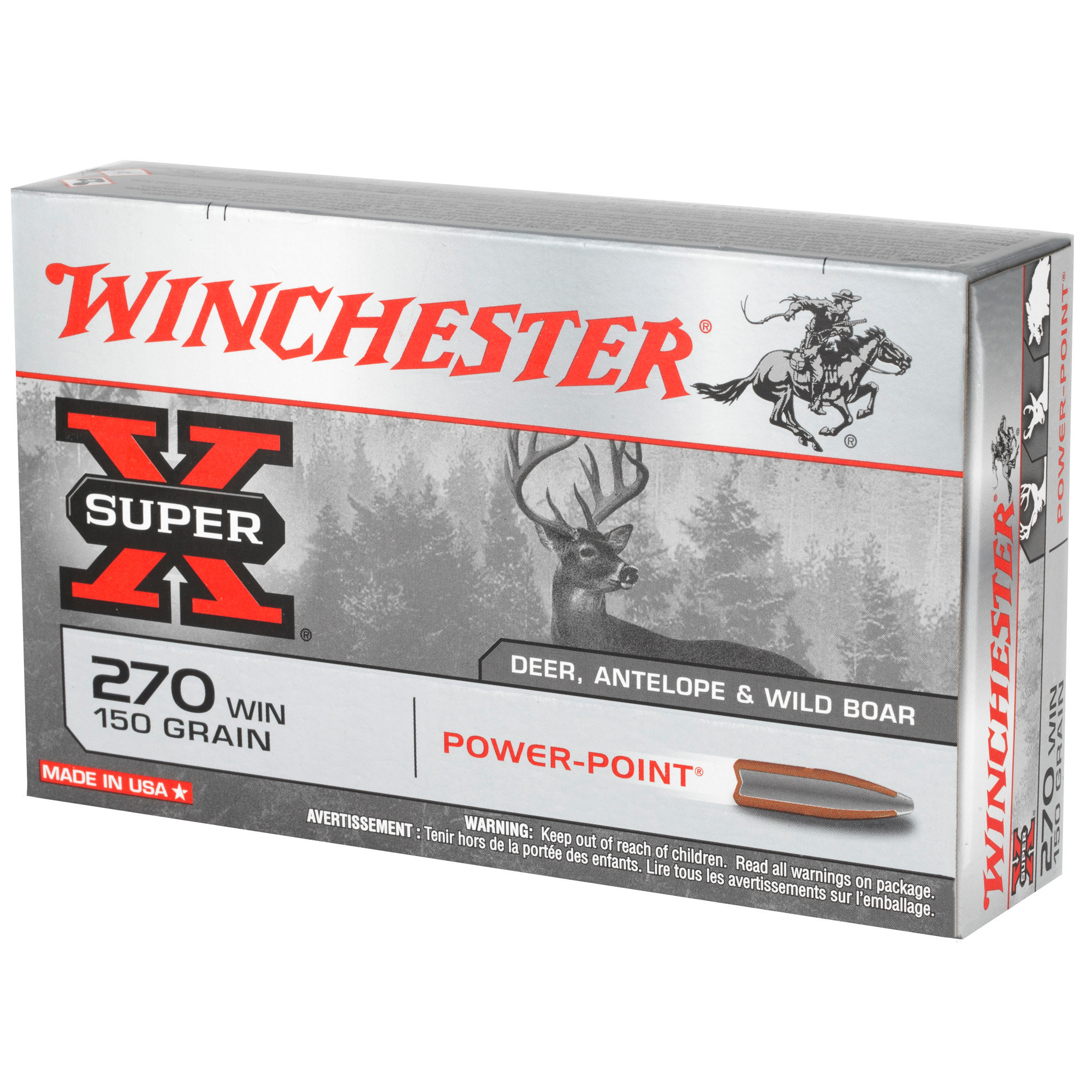 Winchester Power Point Ammunition 270 Winchester 150 Grain Power-Point 20RD